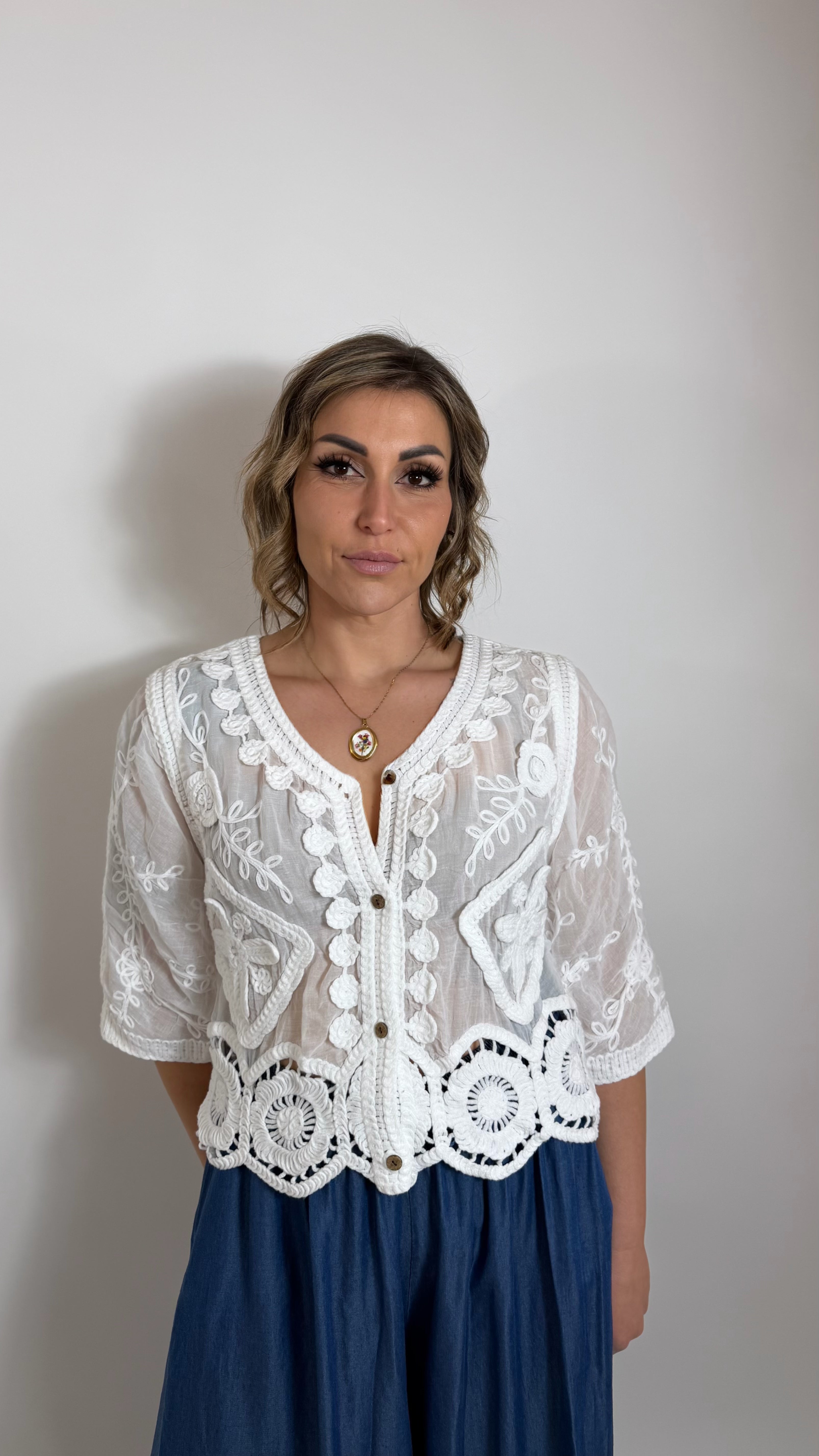 Camicia Boho Lace Bianca