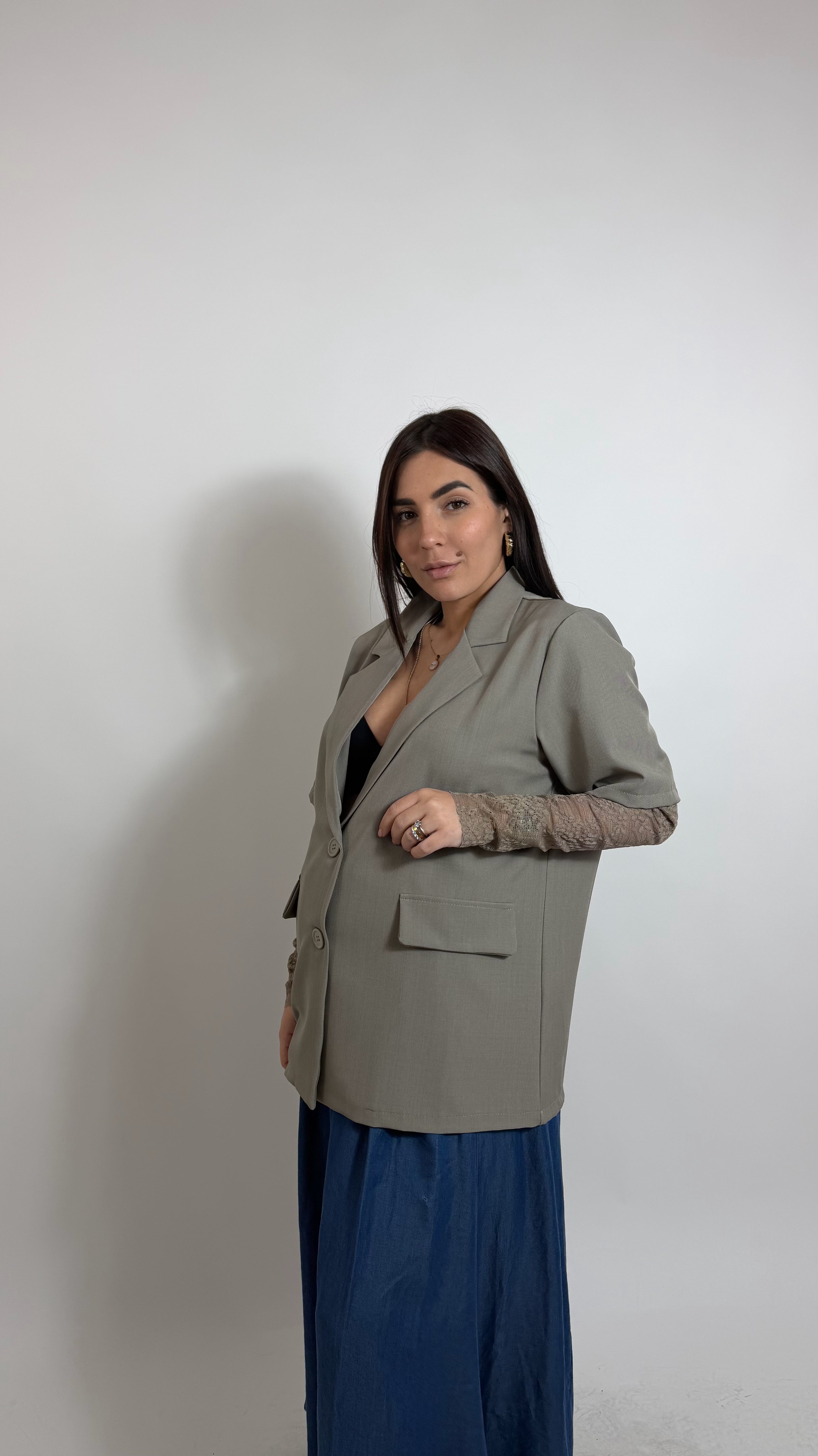 Blazer Romantic Lace Tortora
