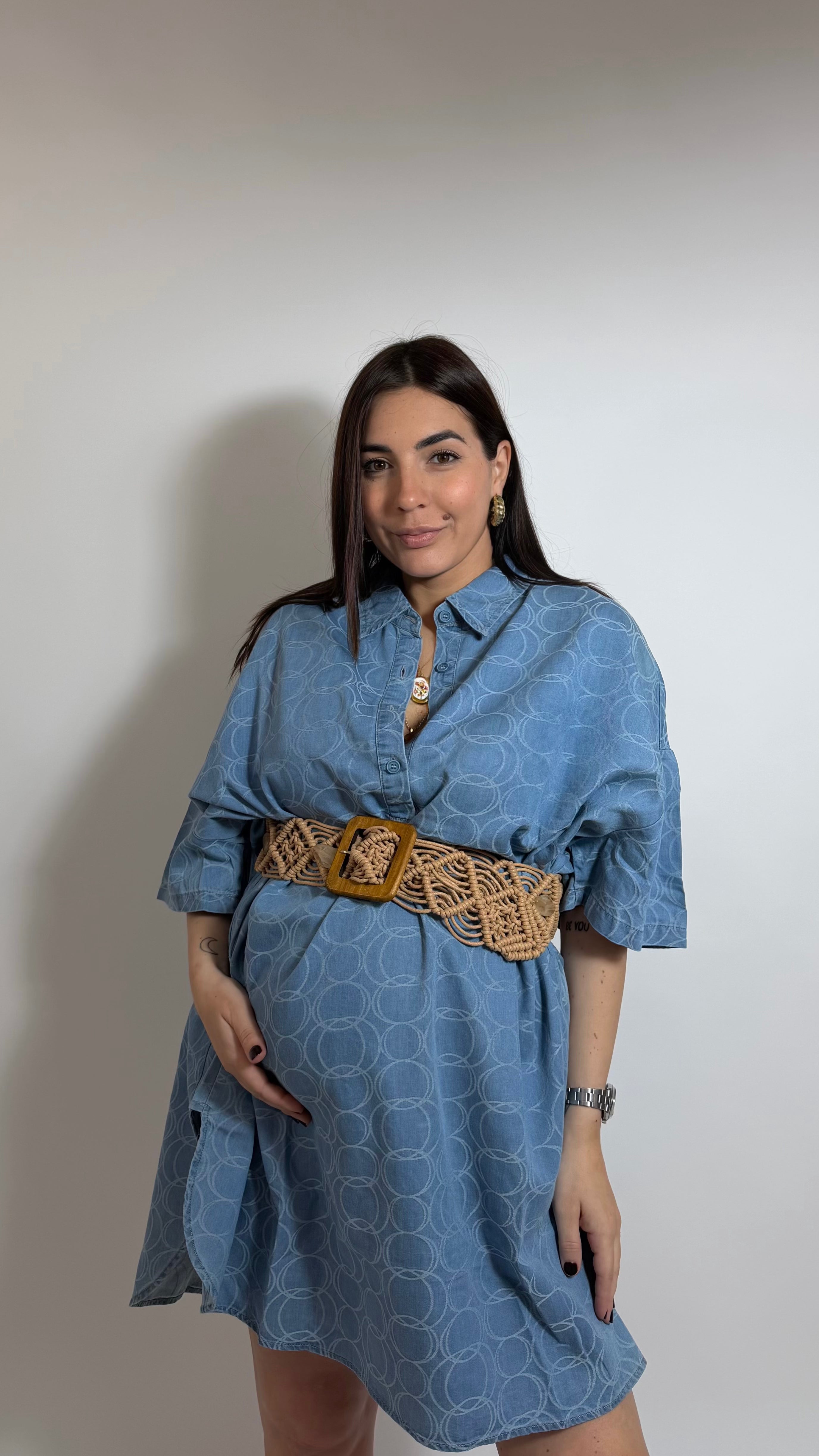 The Italian Denim Dress Geometrico