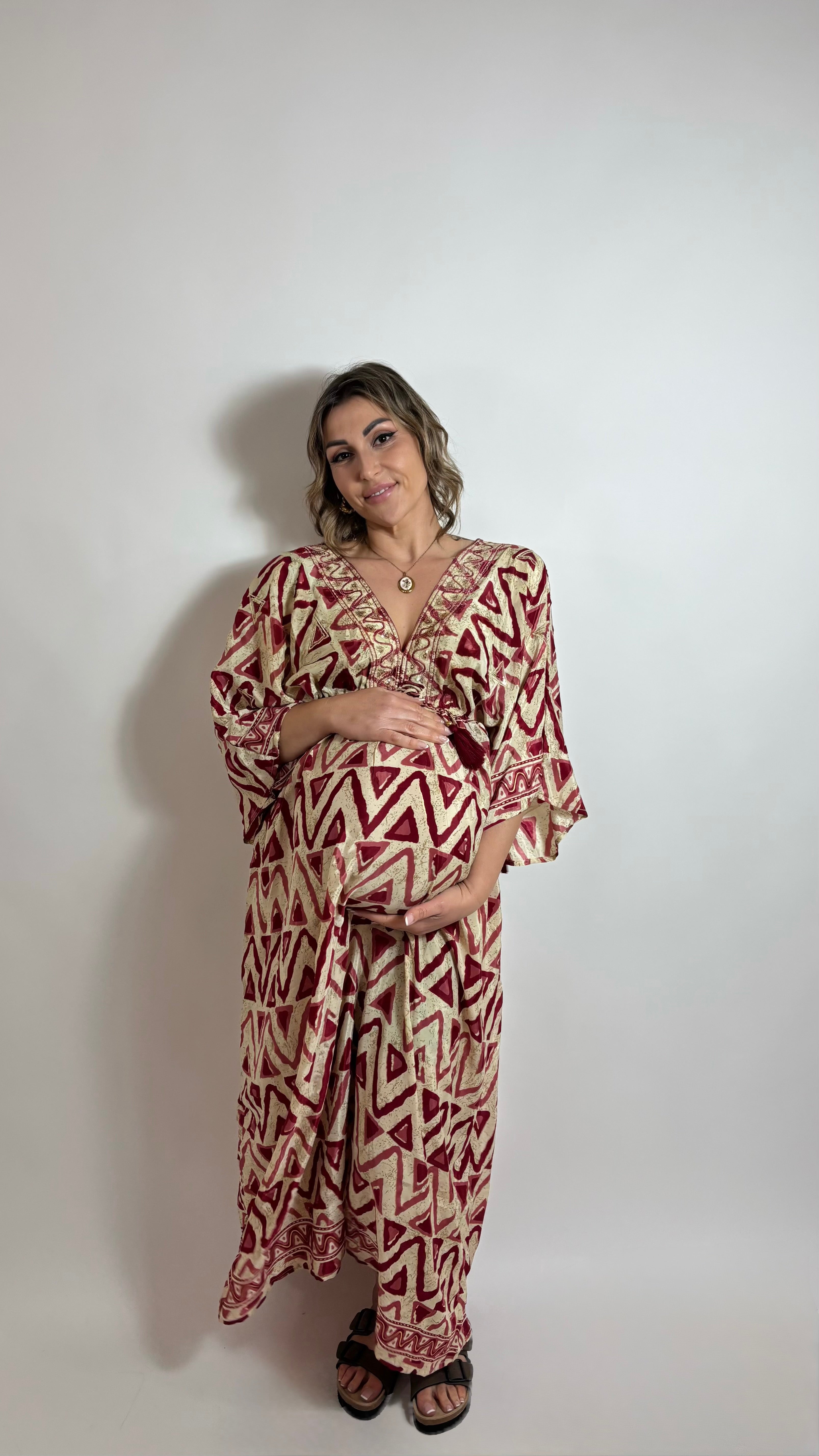 Abito Kaftano Boho-chic Rosso
