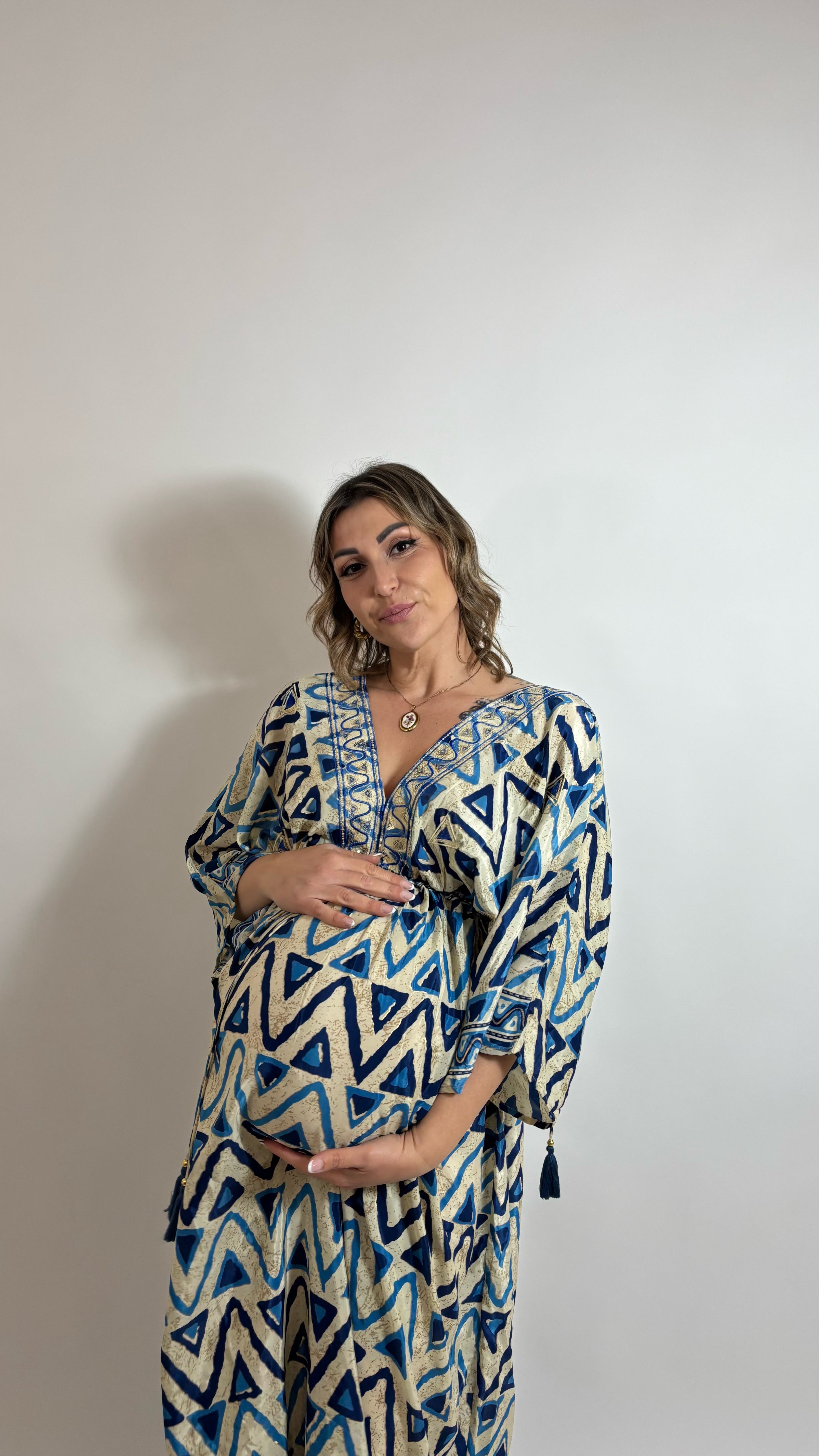Abito Kaftano Boho-chic Blu