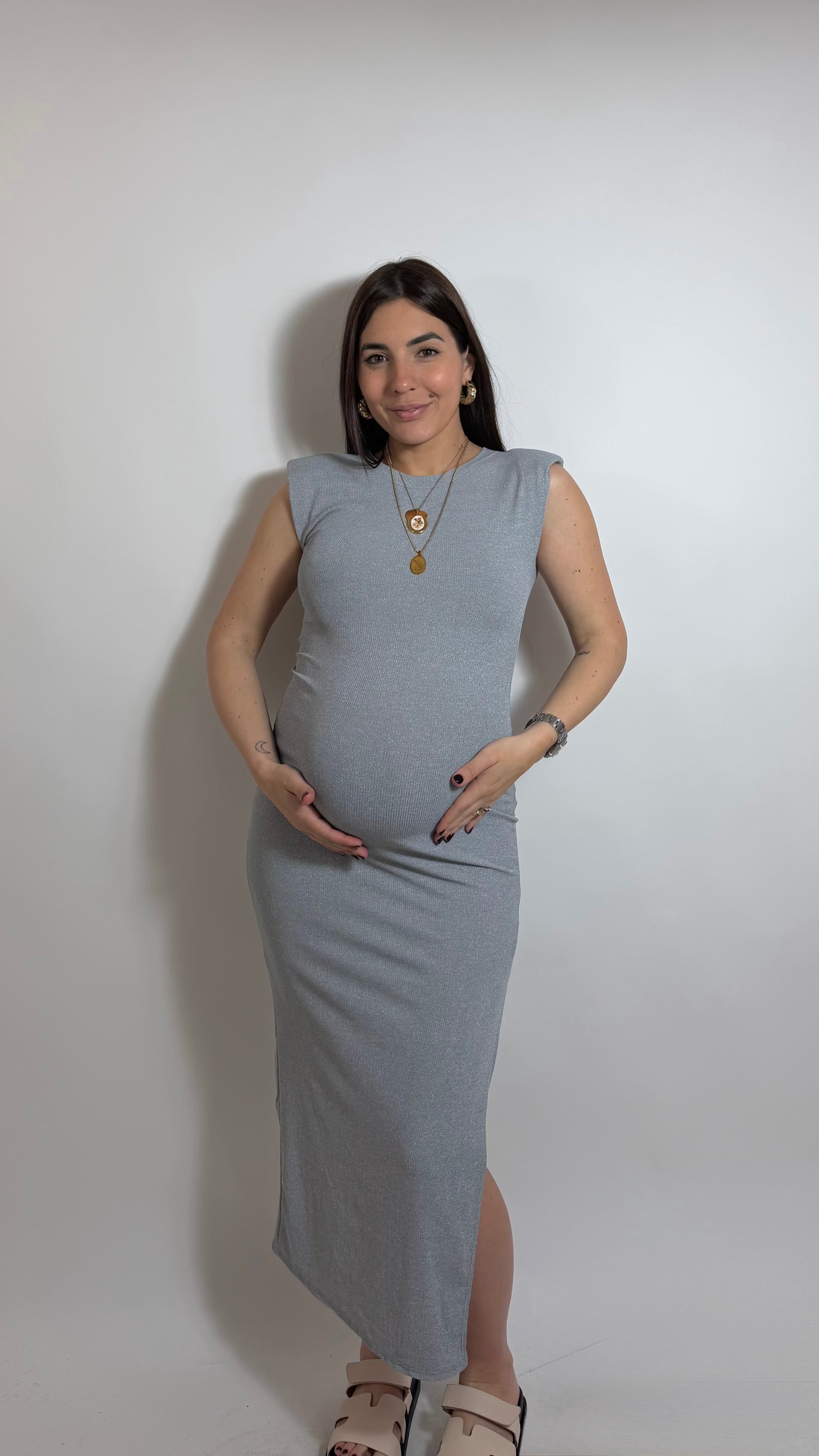 Abito Spalline Basic Grigio