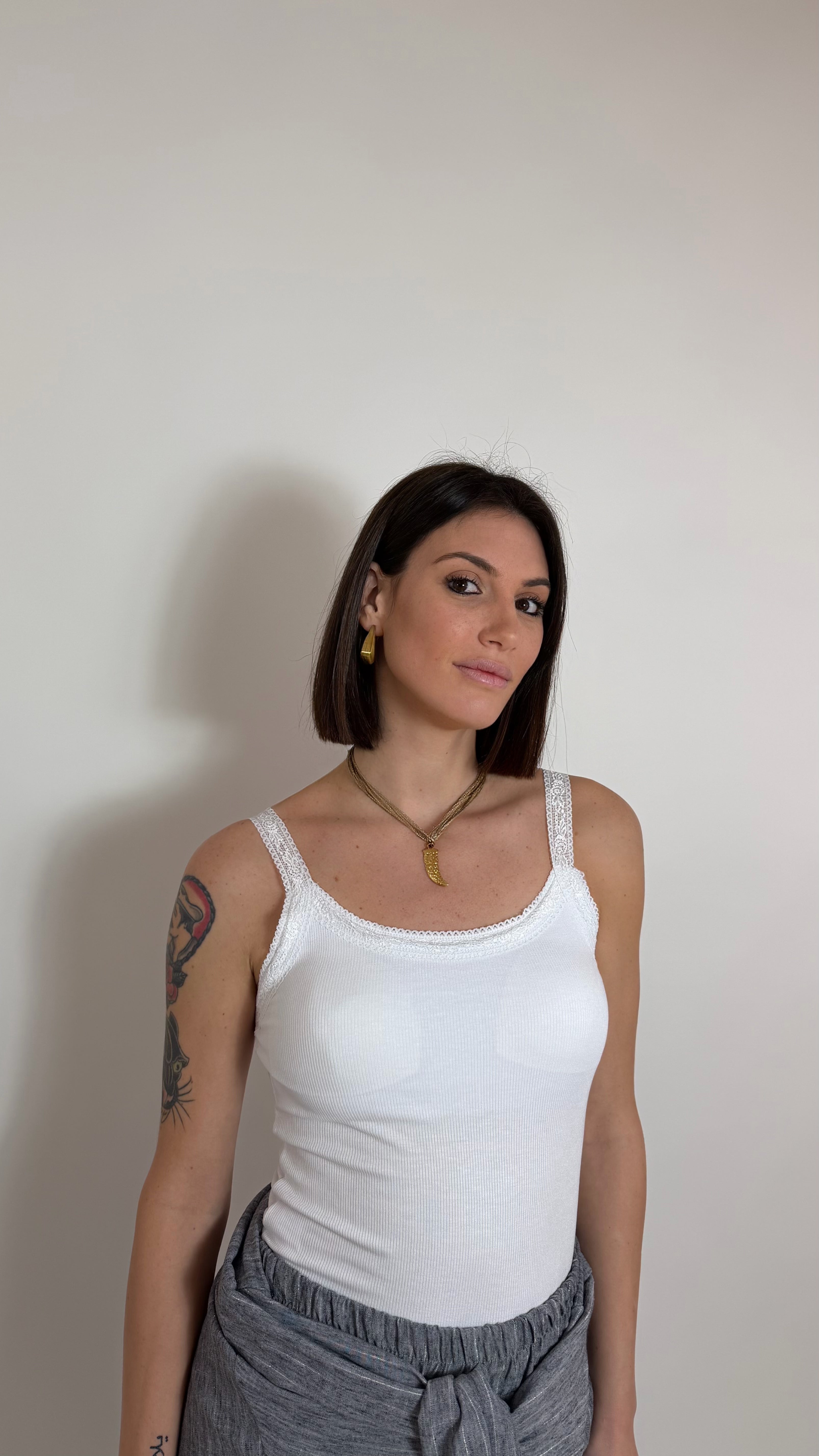 Canotta Pizzo Bianca