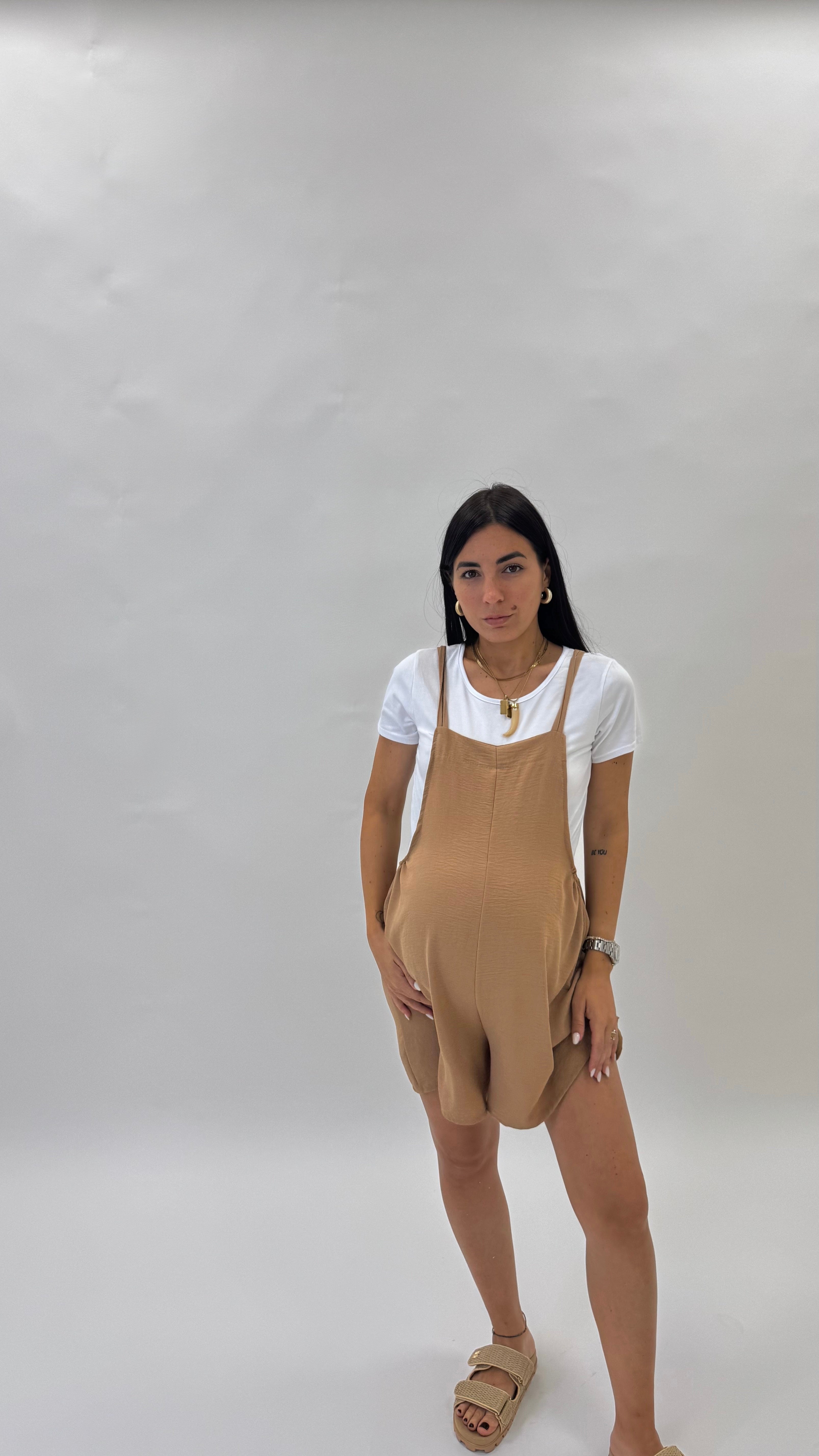 Mini Salopette Safari T-shirt Inclusa Camel