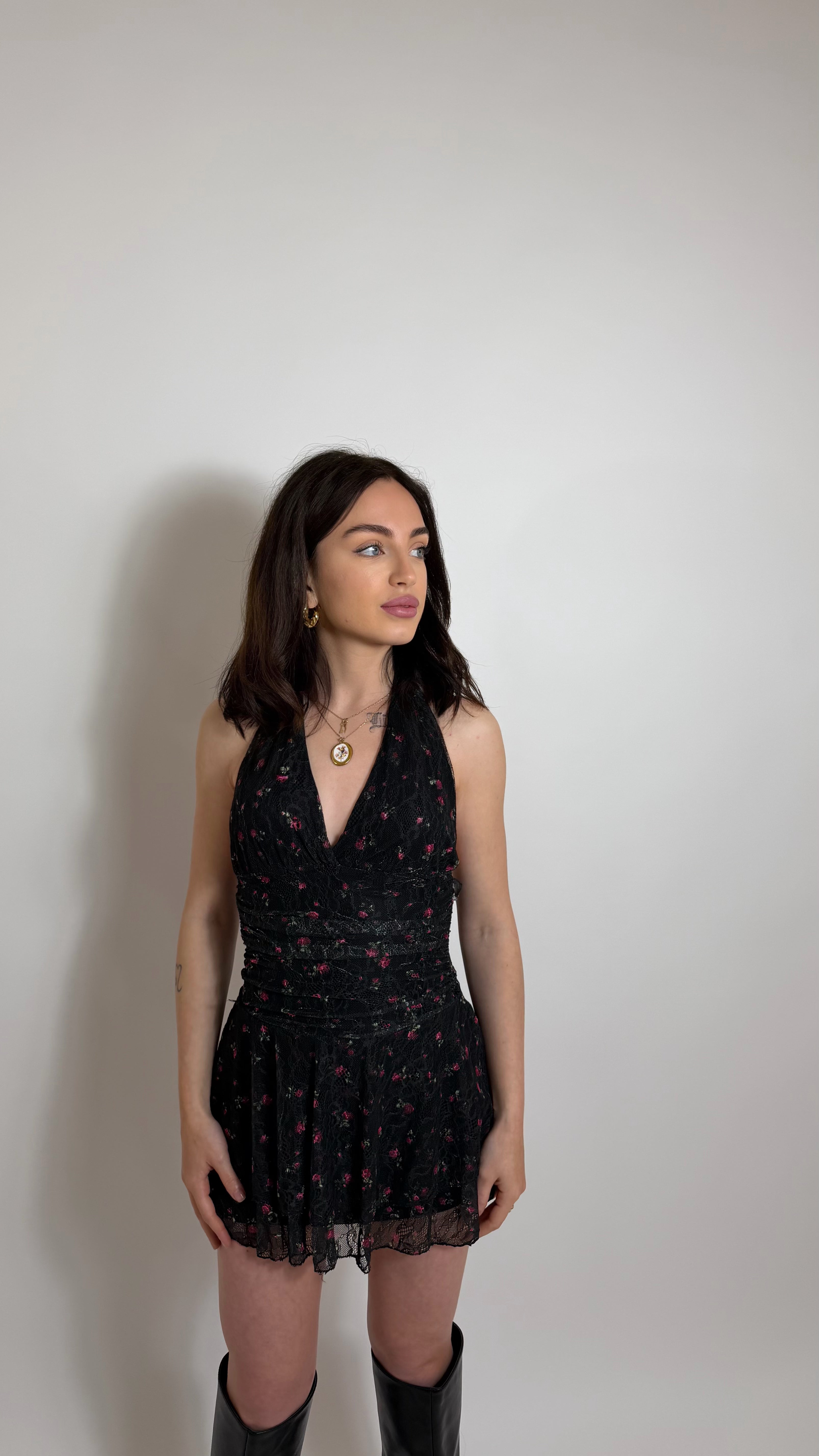 Abito Scollo America Lace Nero