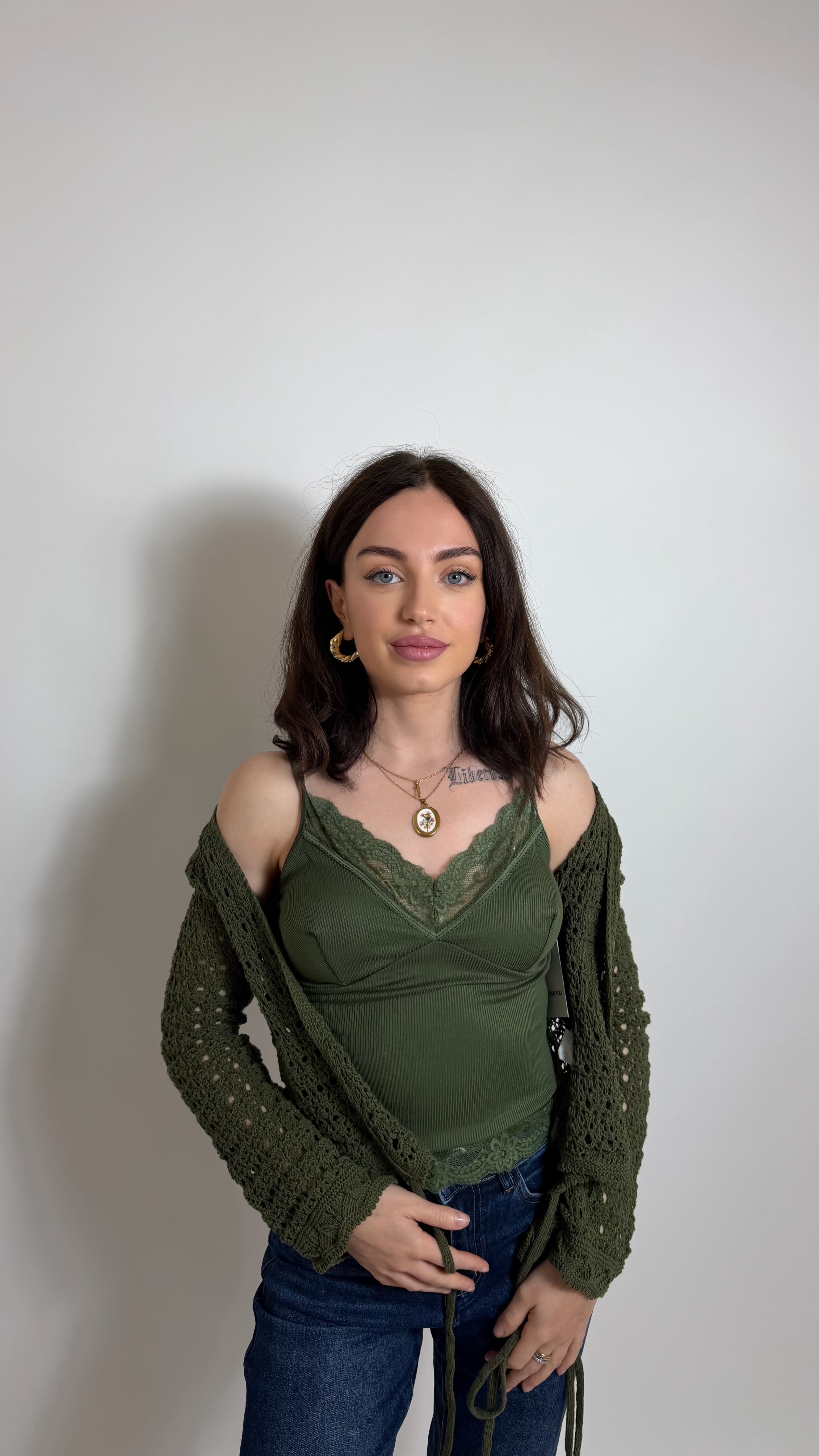 Canotta Lace Mood Verde Utility