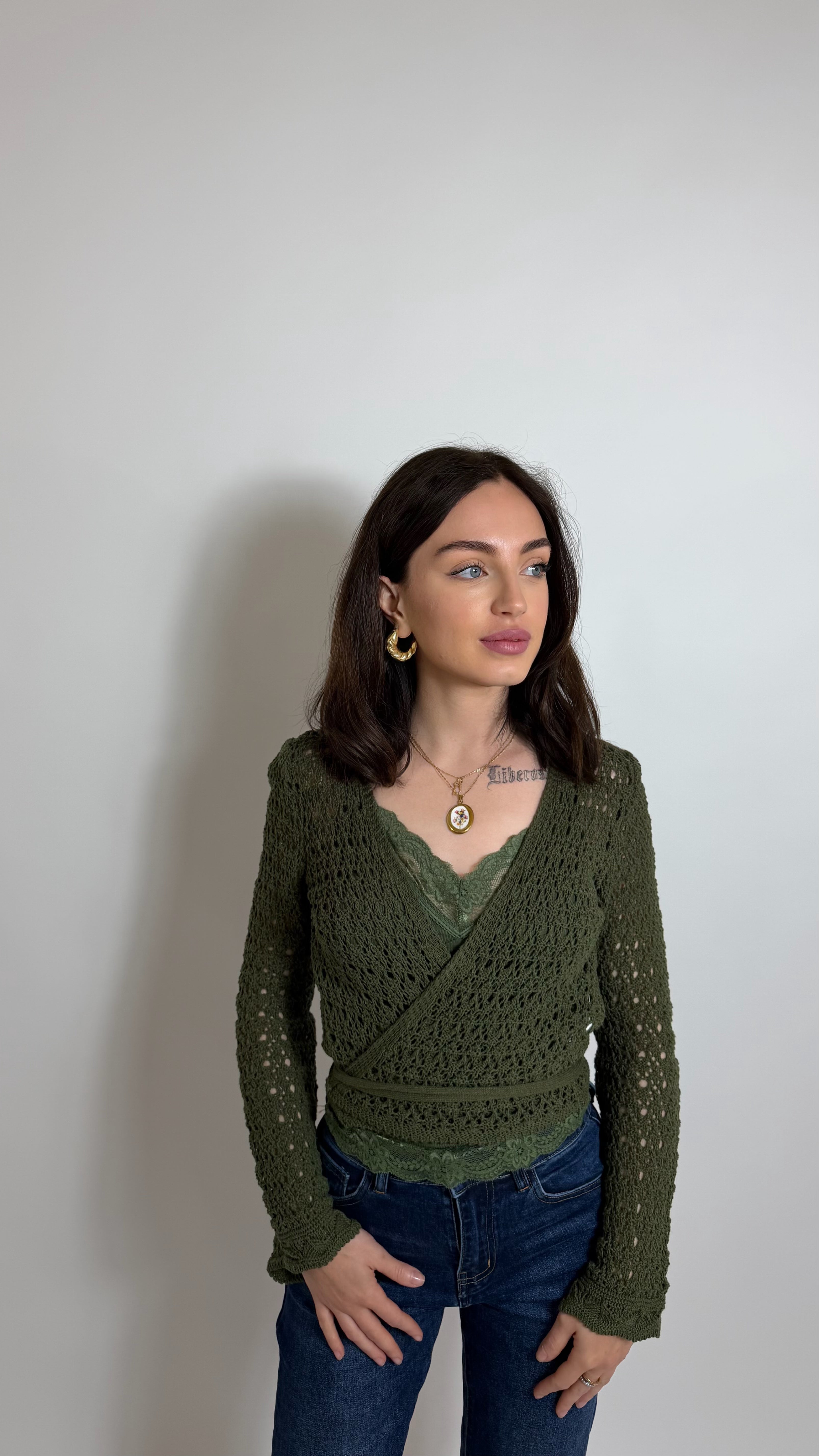 Cardigan Wrap Crochet Verde Utility