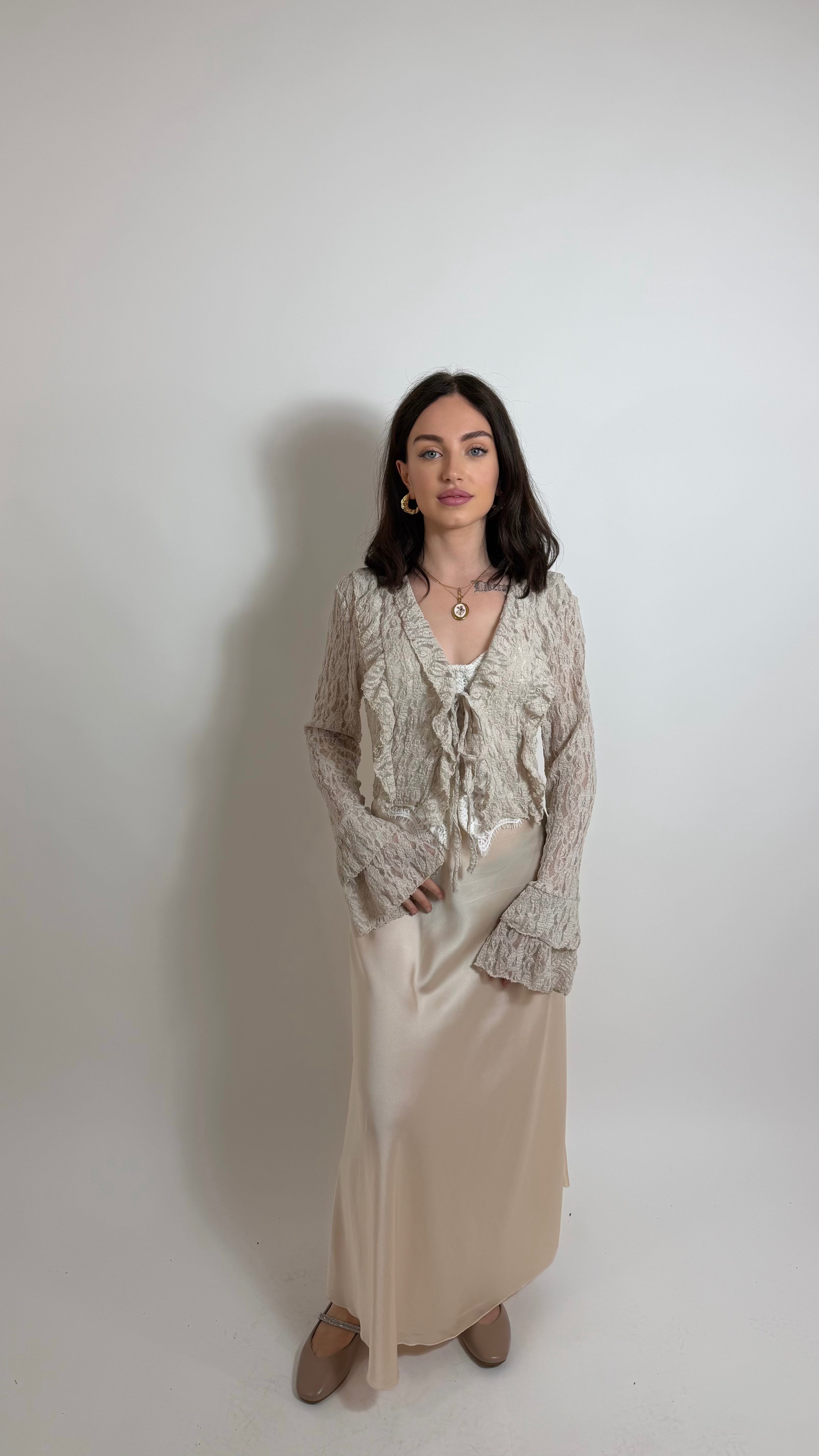 Cardigan Lace Flare Nude