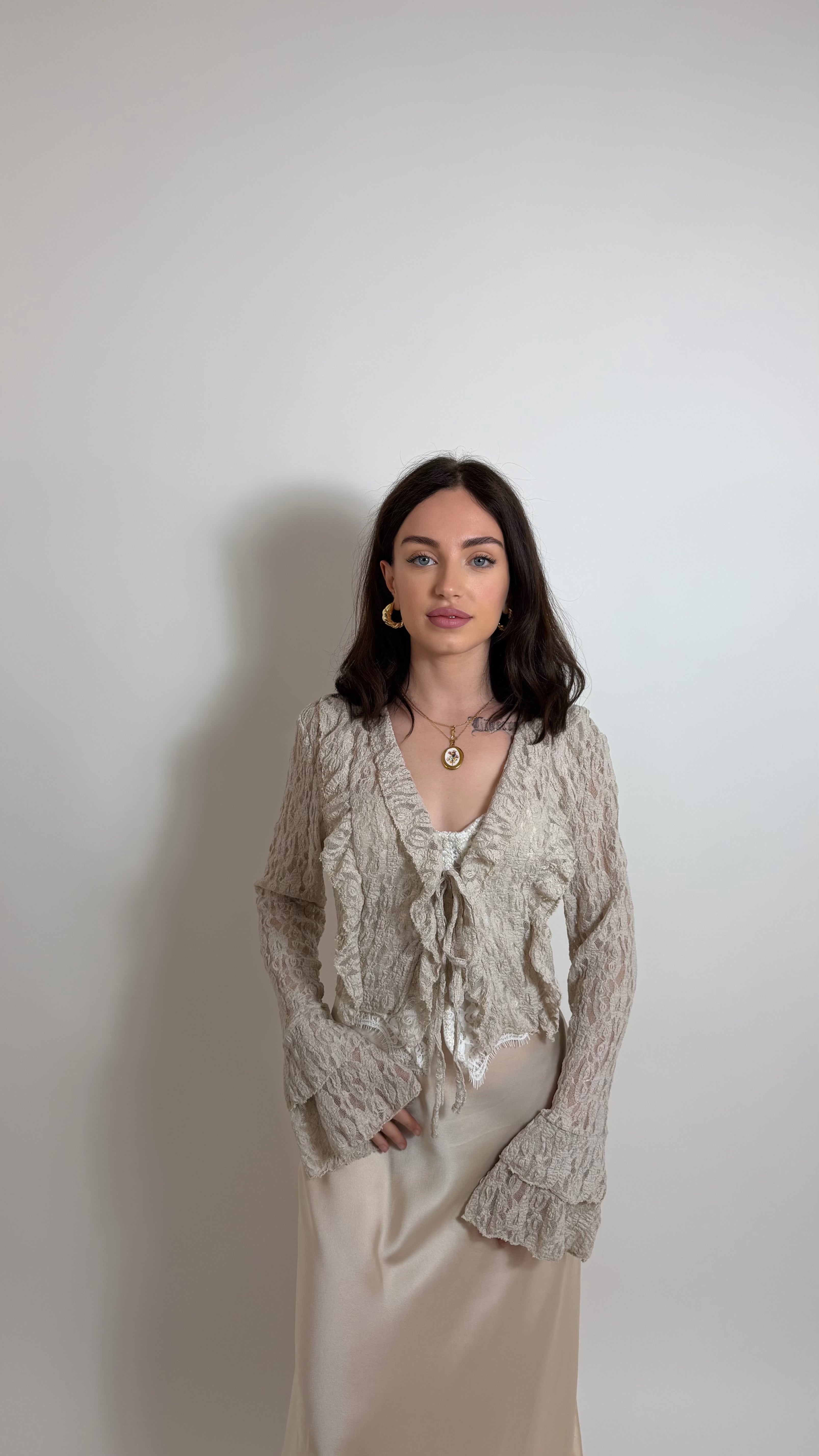 Cardigan Lace Flare Nude