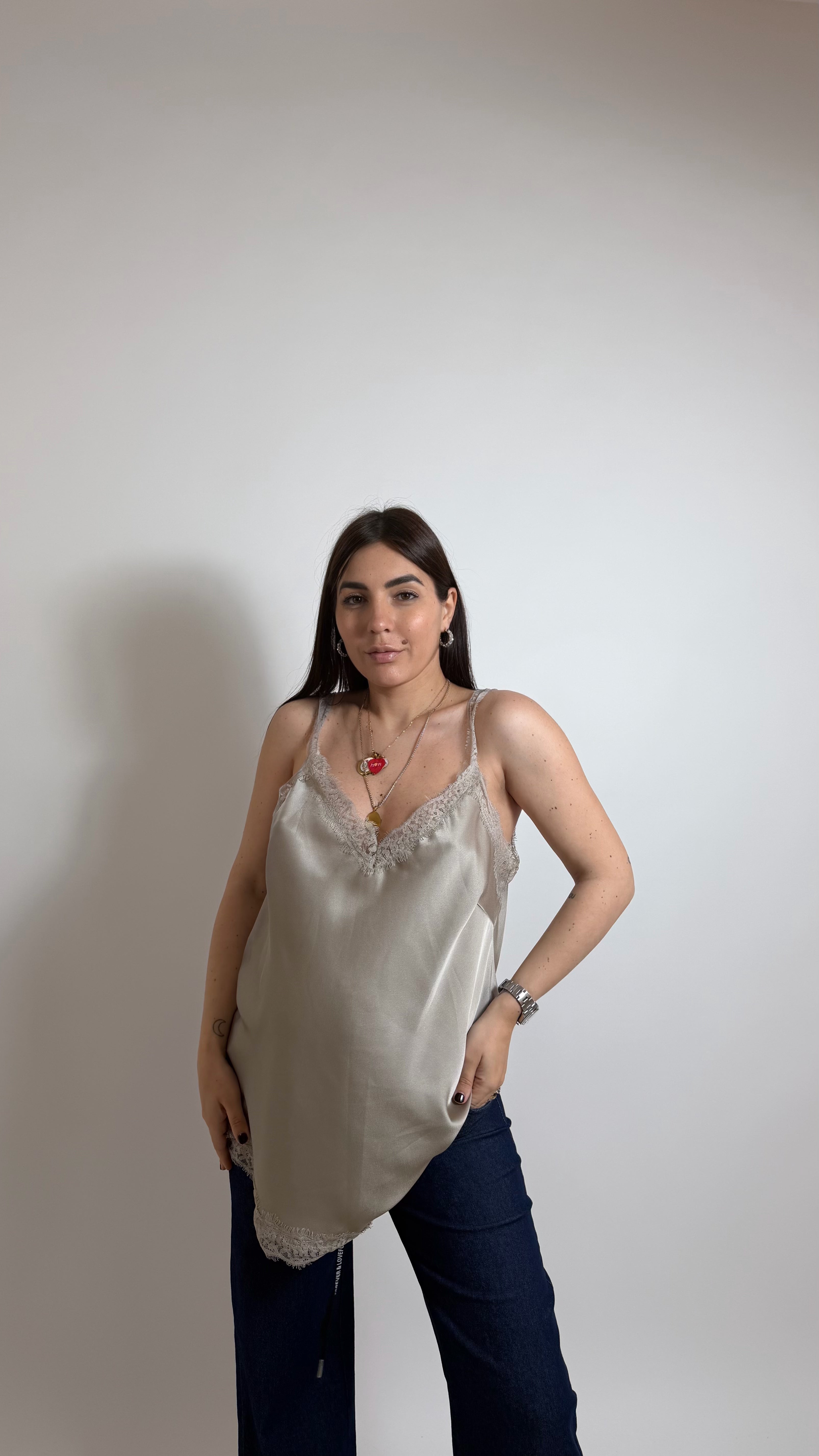 Top Silk & Lace Tortora