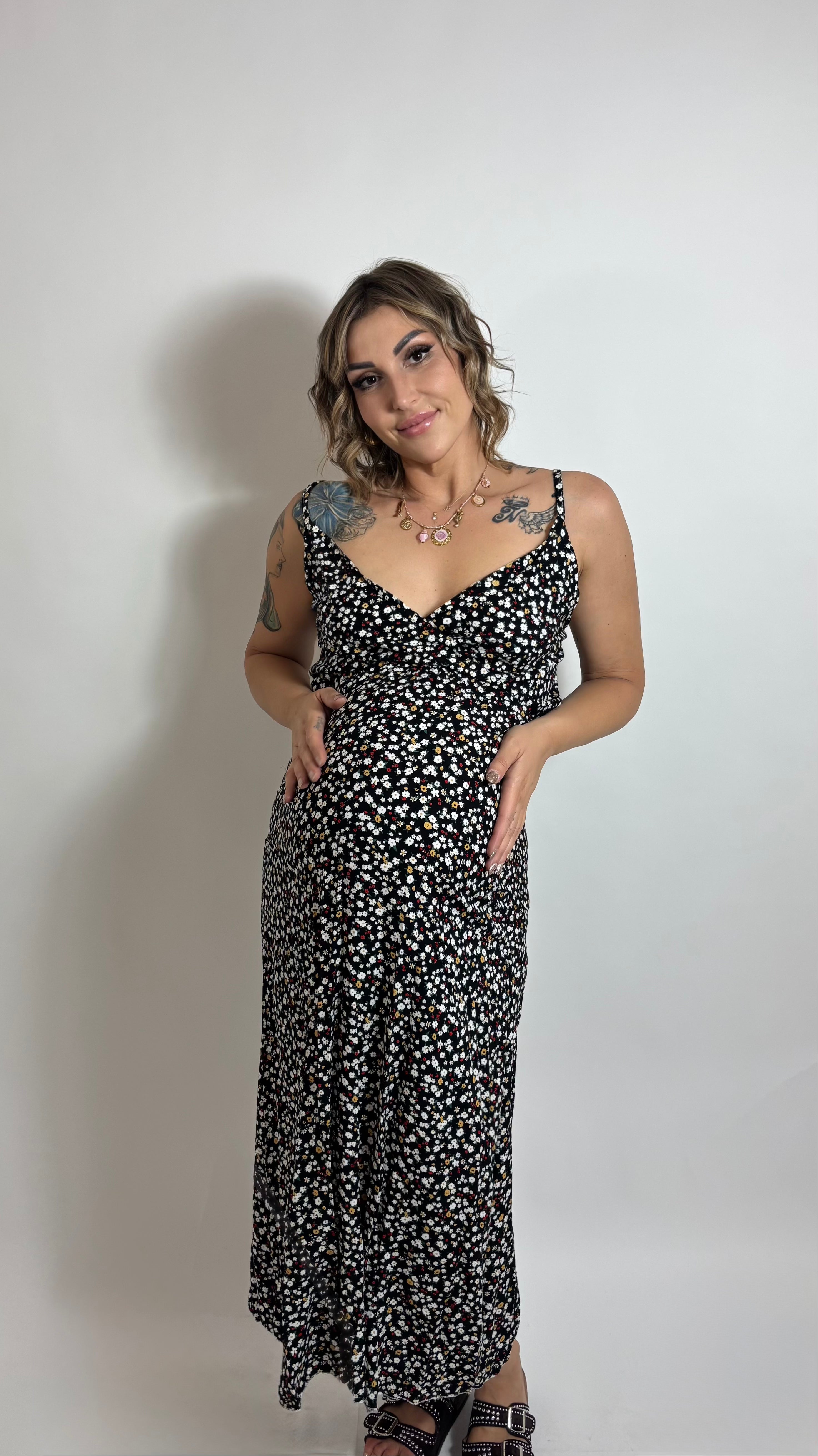 Abito Sole Flowers Black