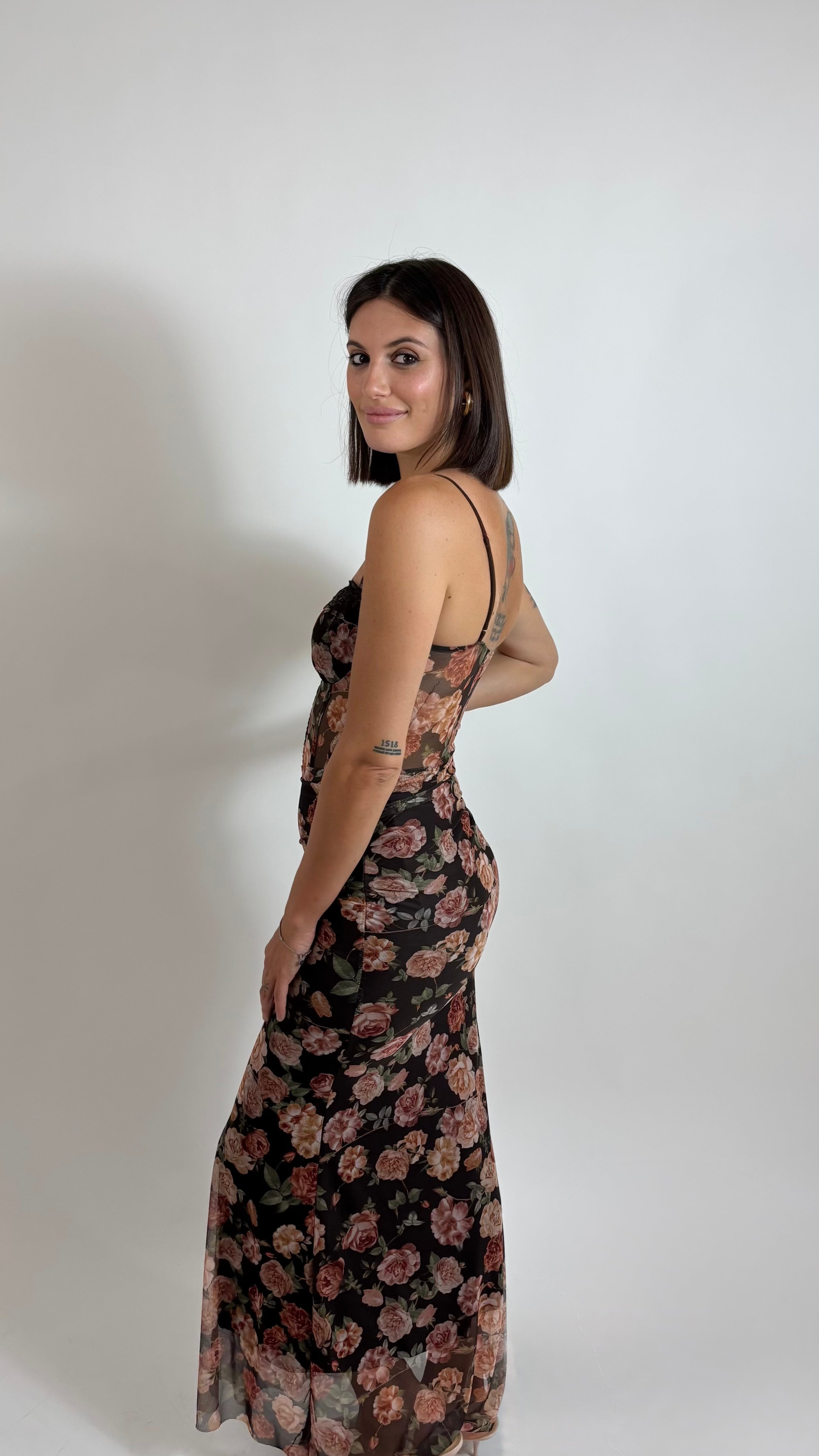 Abito Bustier Flowers Choco