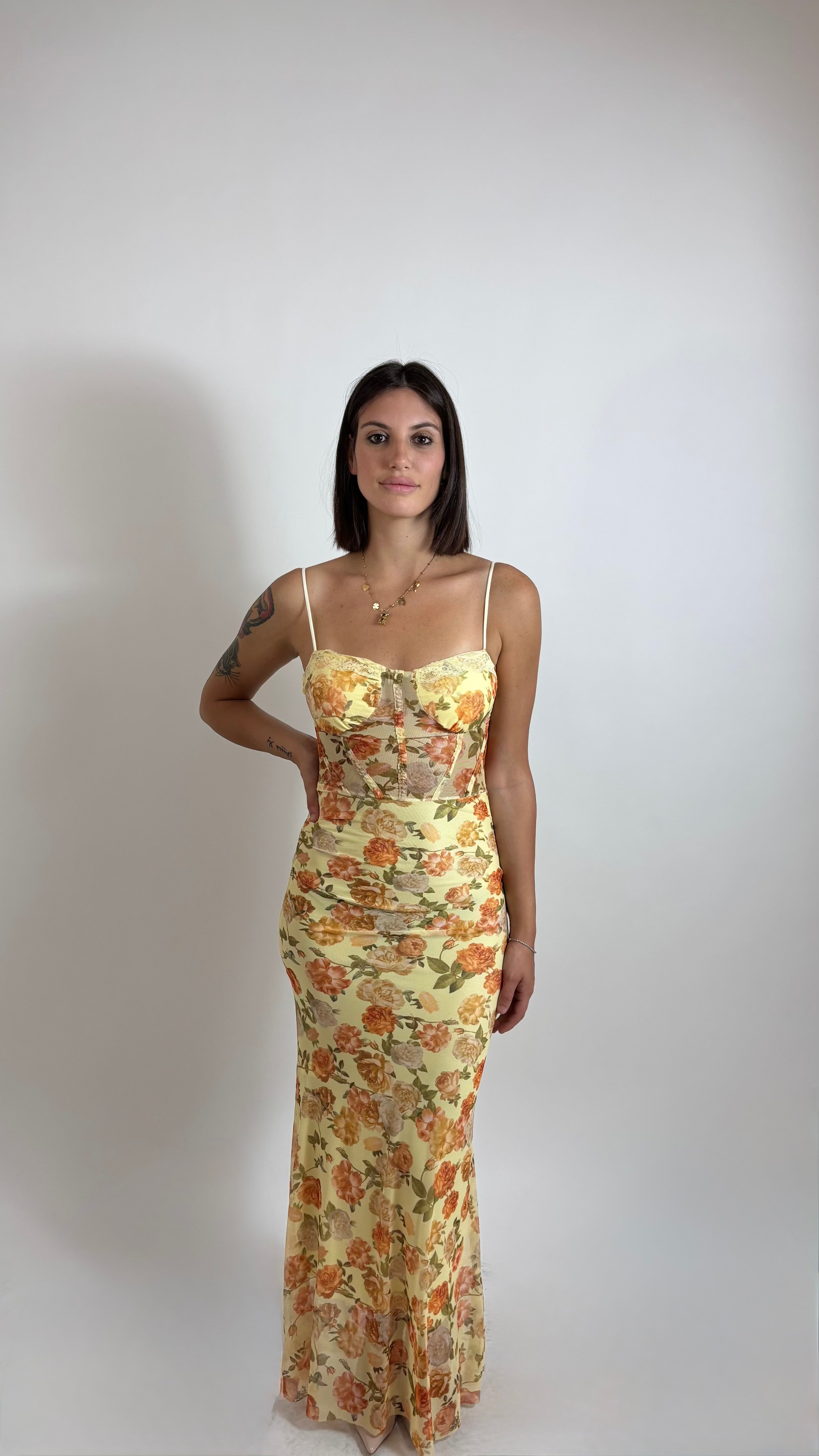 Abito Bustier Flowers Yellow