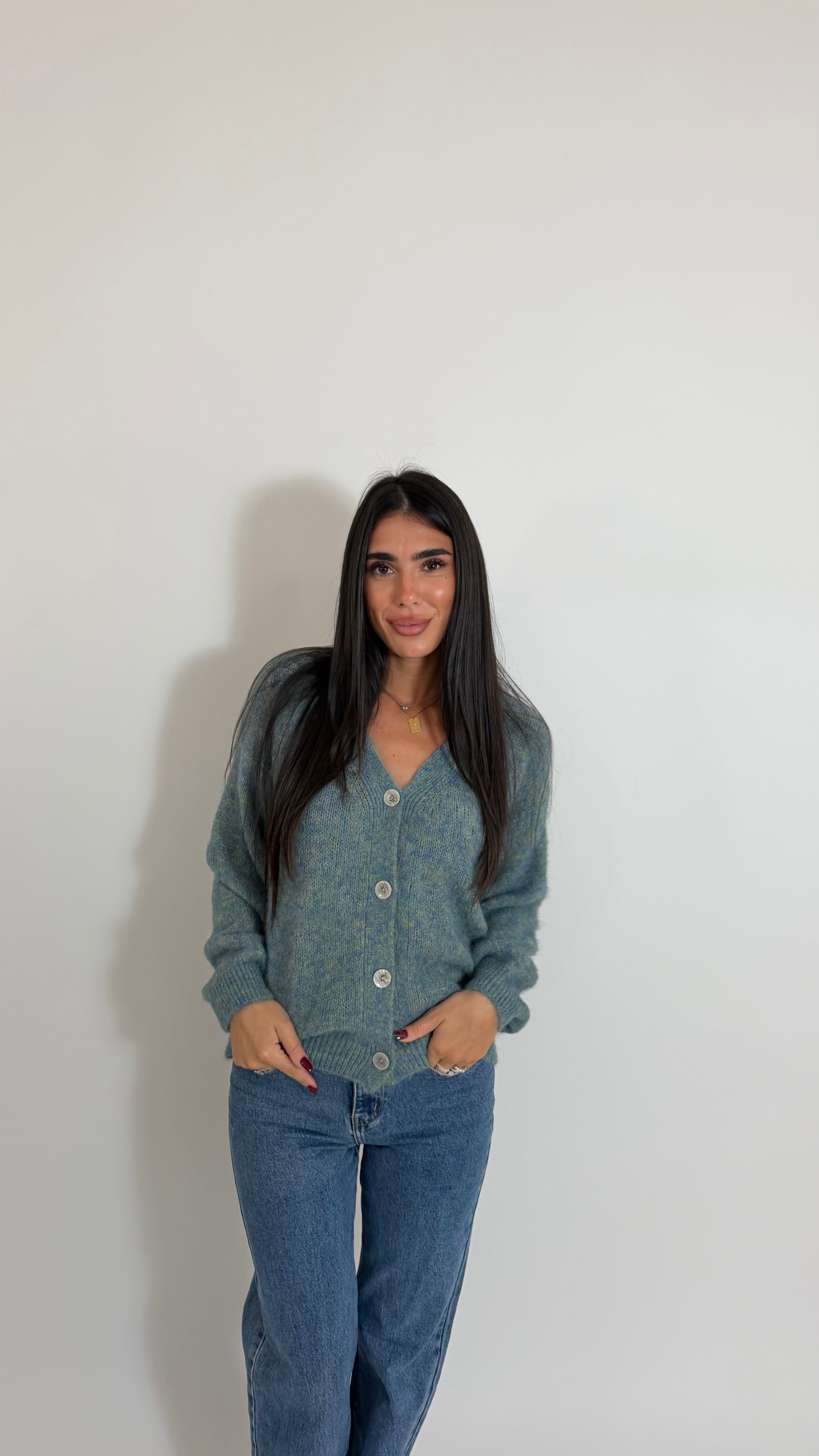 Cardigan Soft Touch Sky/Green