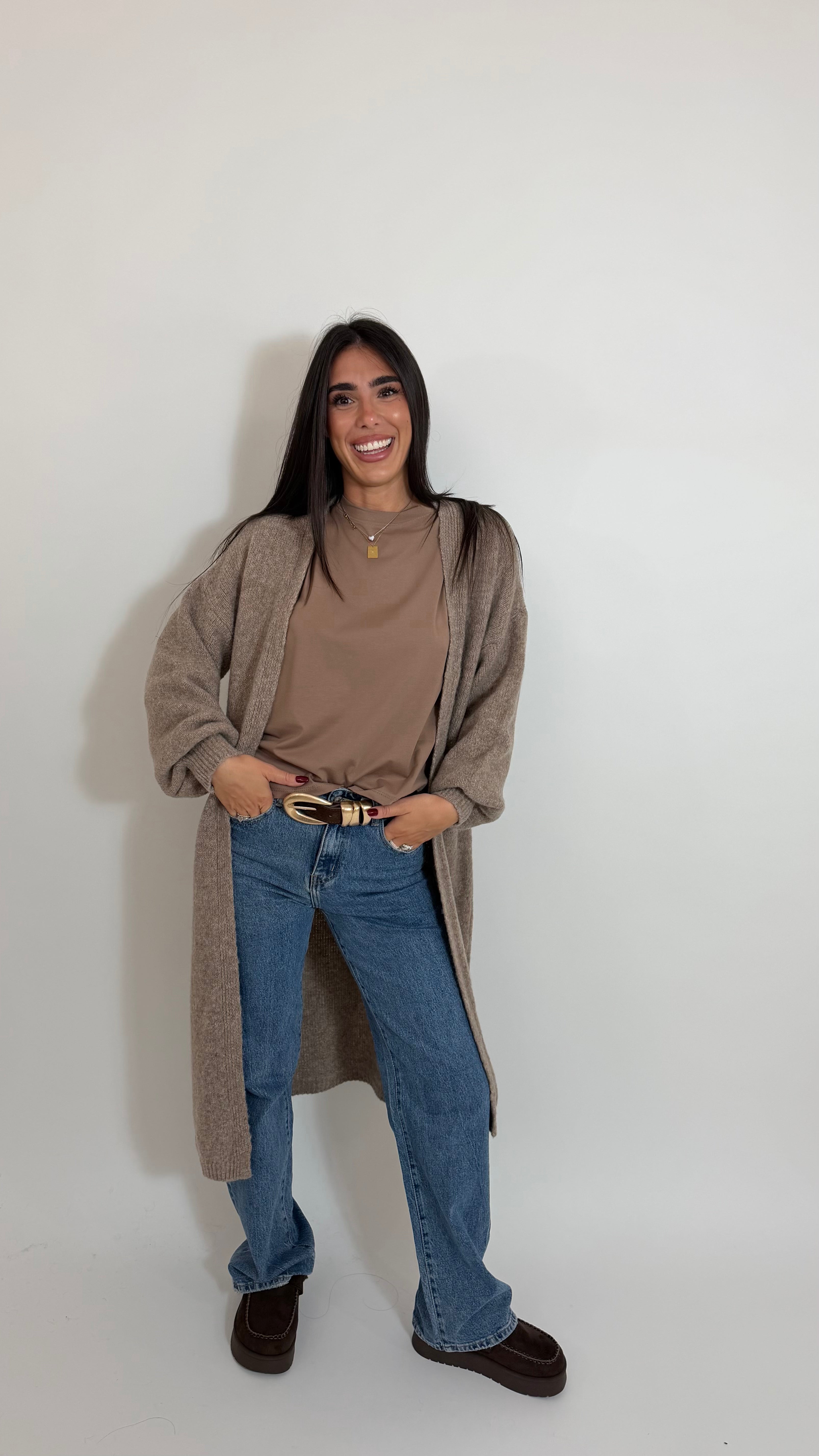 Long Soft Cardigan Tortora