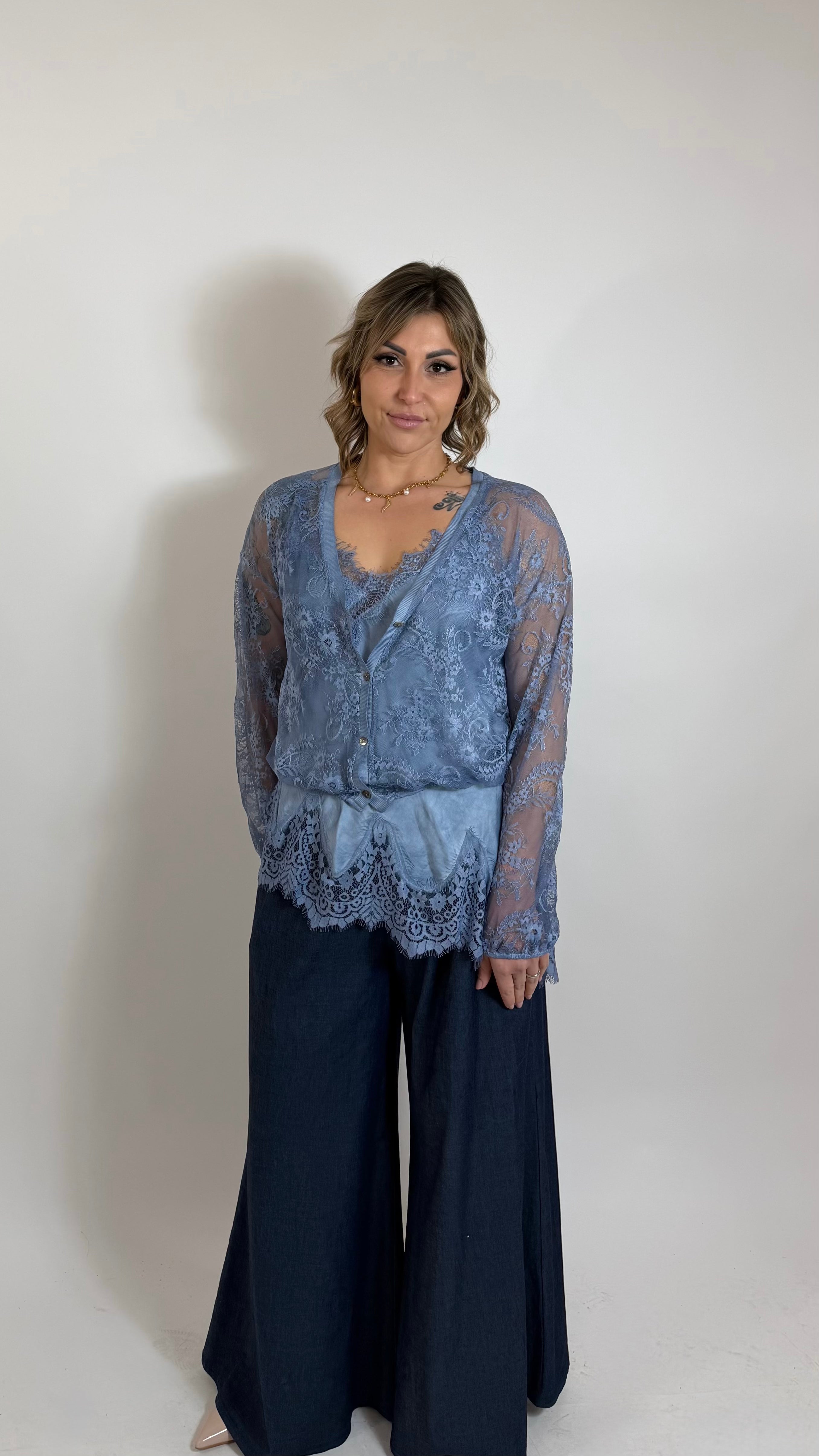 Lace & Silk Luxury Set Blu Denim