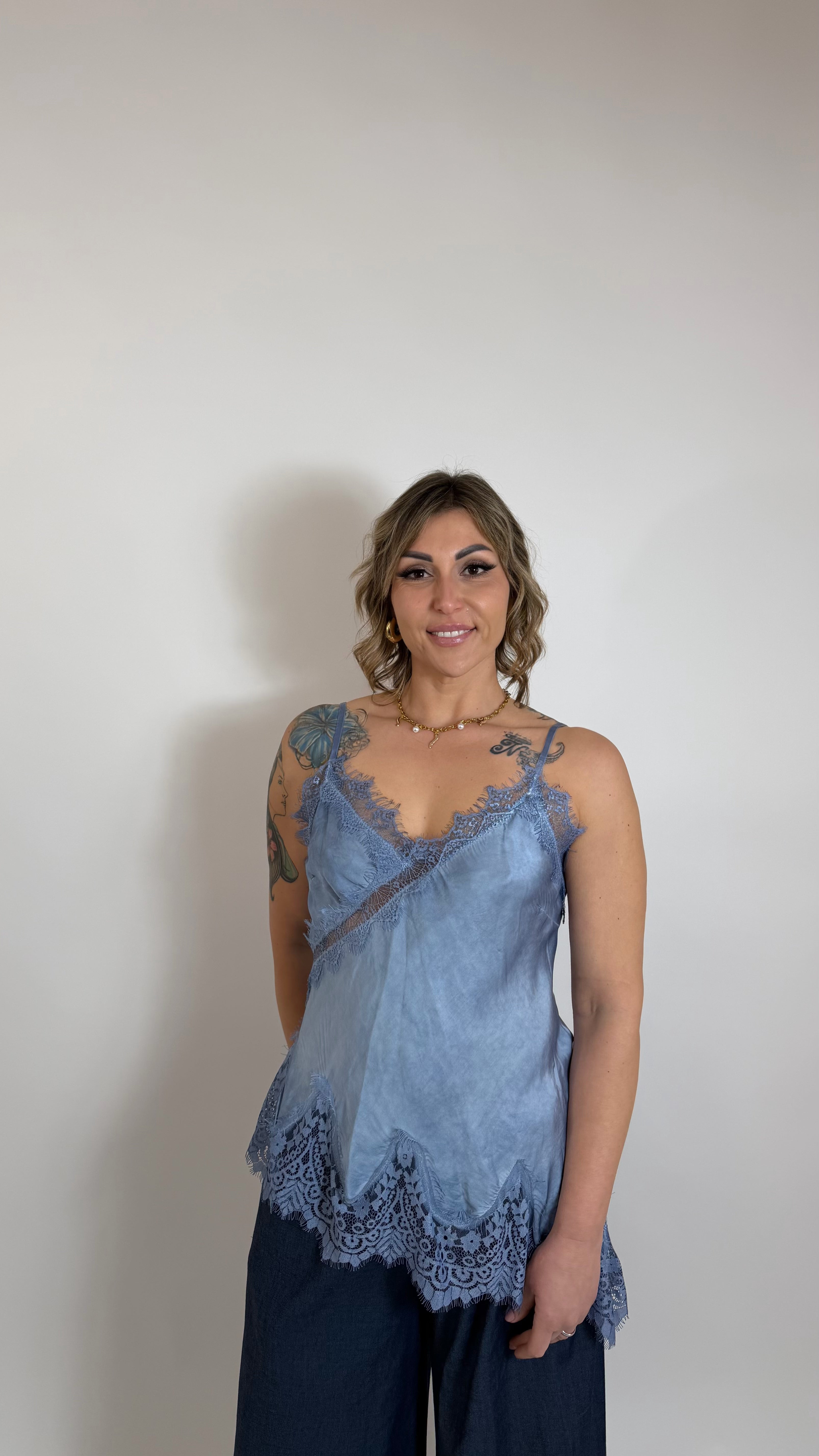 Lace & Silk Luxury Set Blu Denim