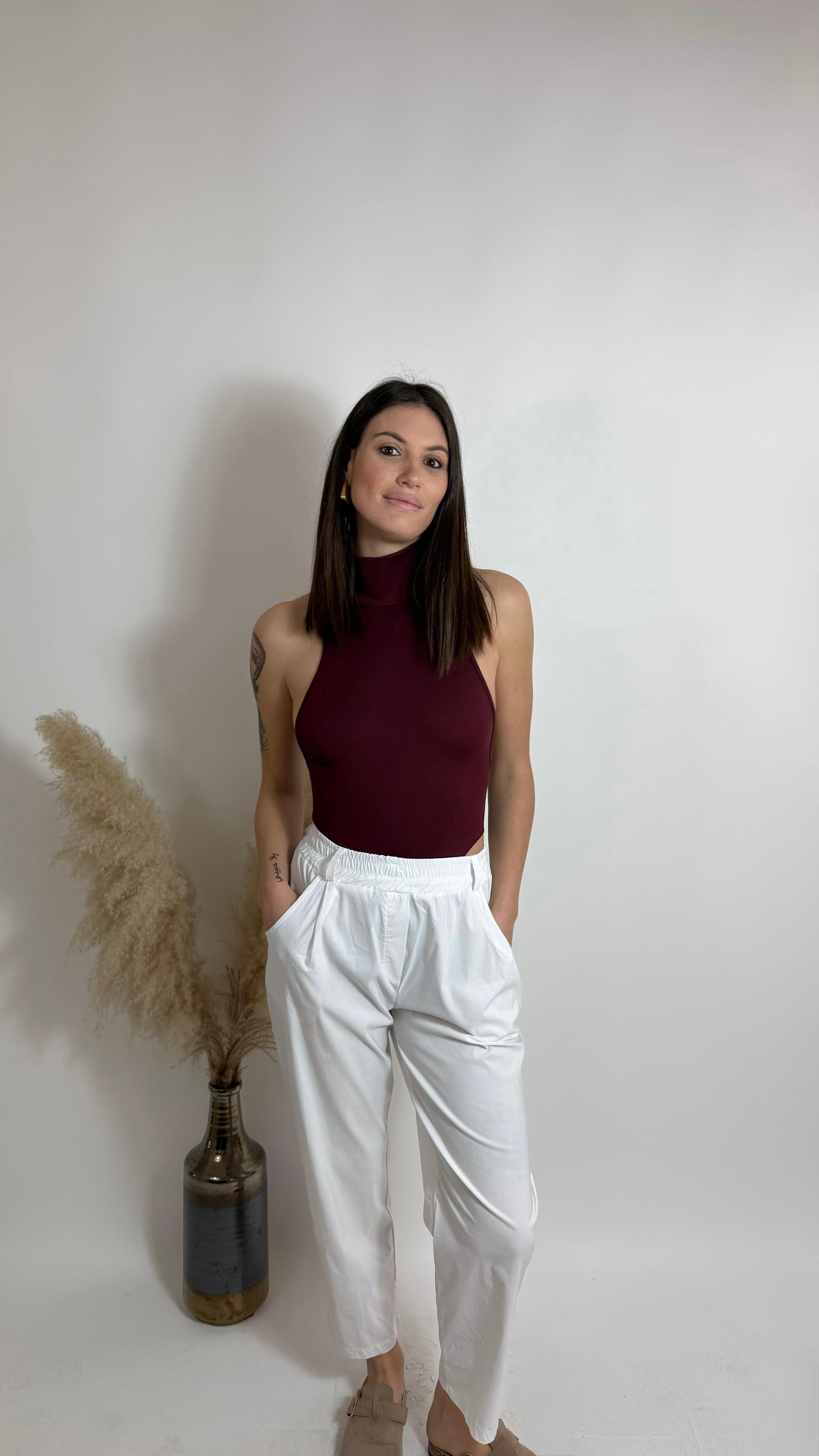 Pantalone mom fit Bianco