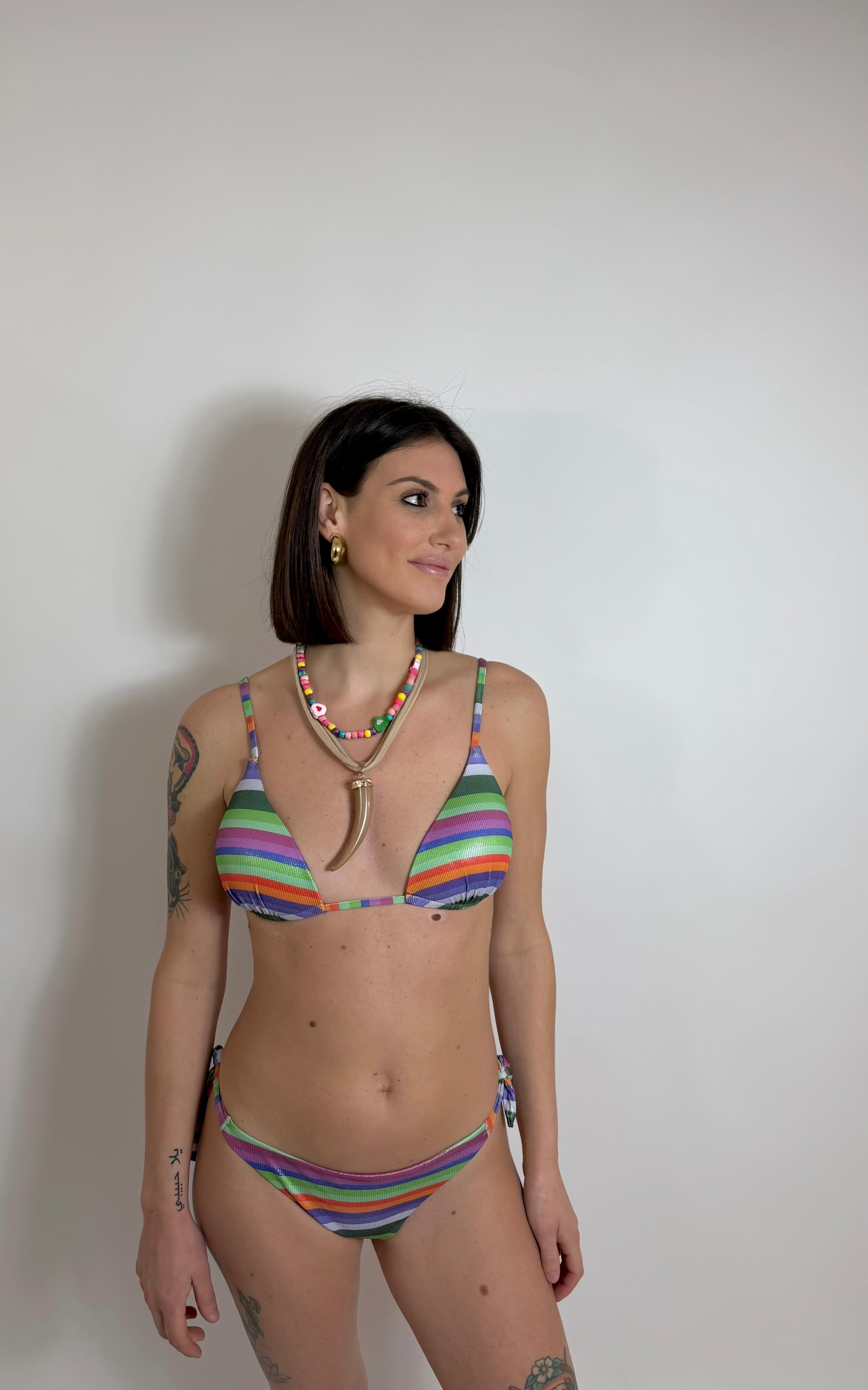Bikini Glitter Stripe Green