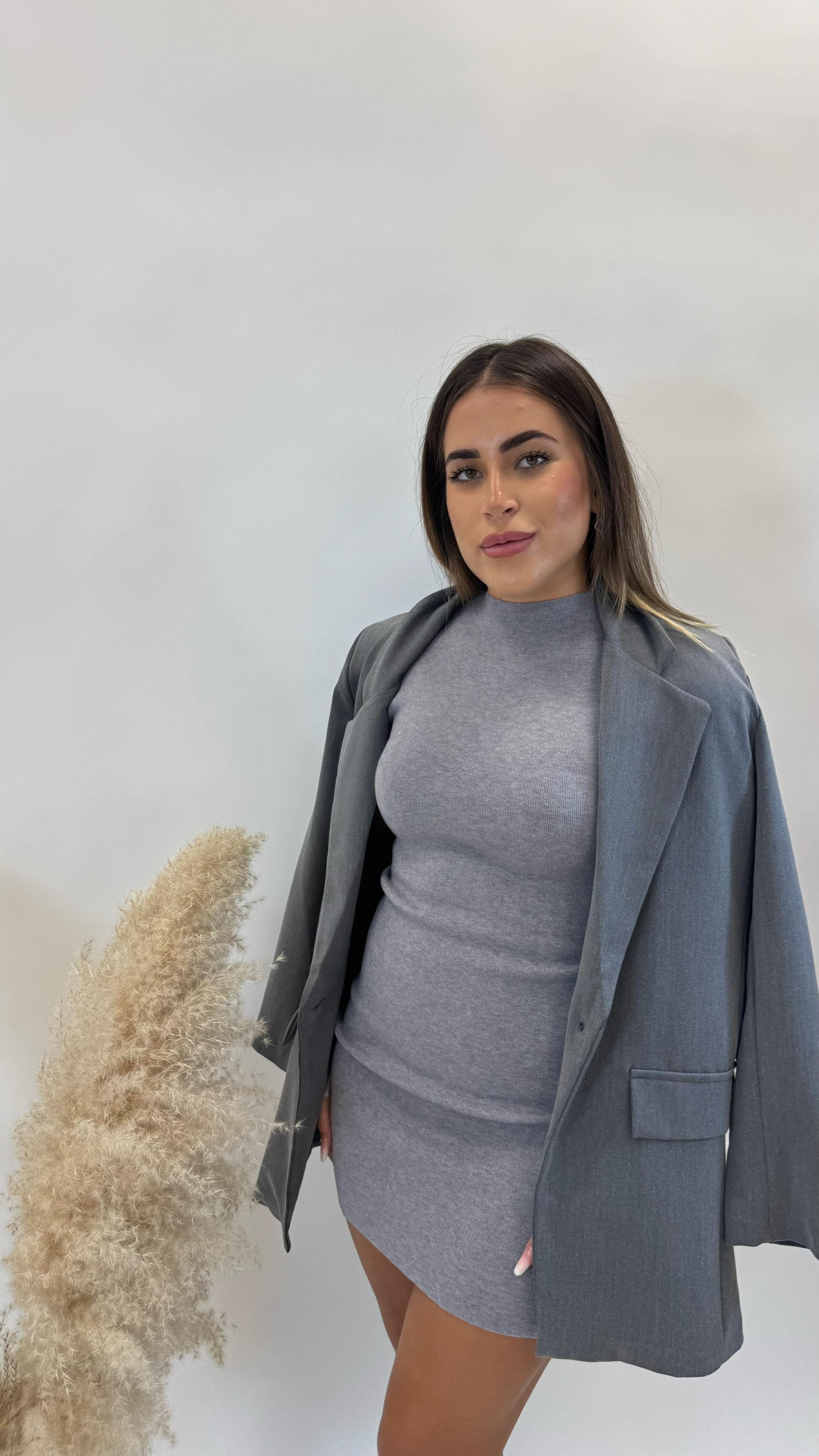 Giacca Oversize Grigio Perla