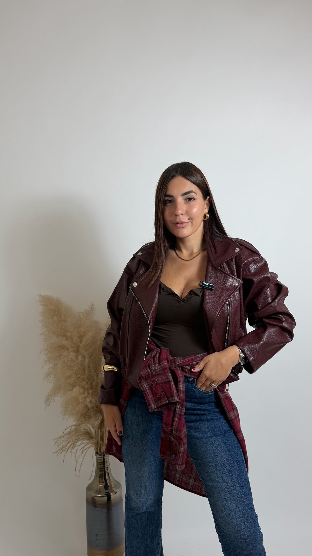 Biker Crop Ecopelle Burgundy
