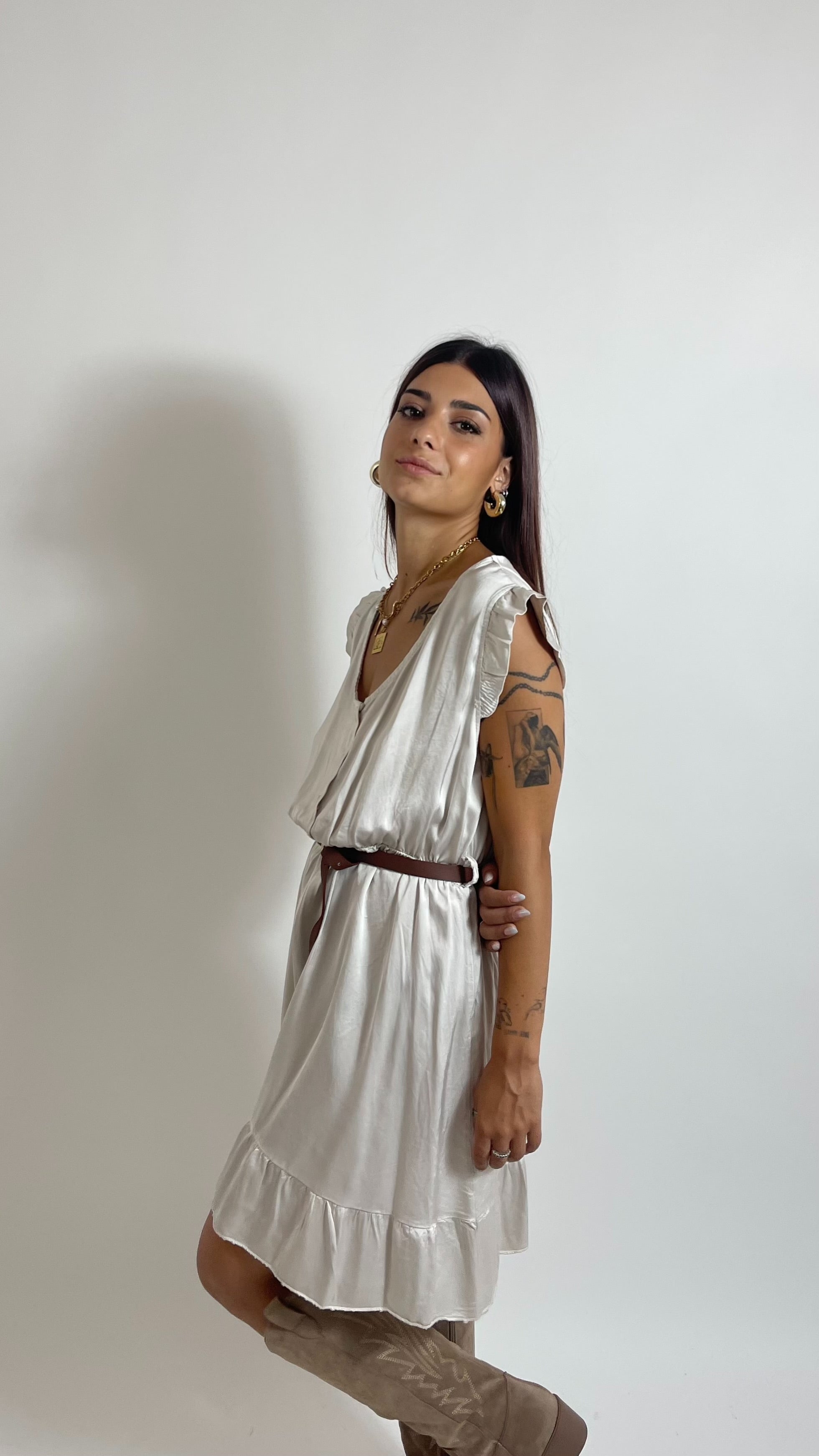 Mini Dress Soft Volant Burro