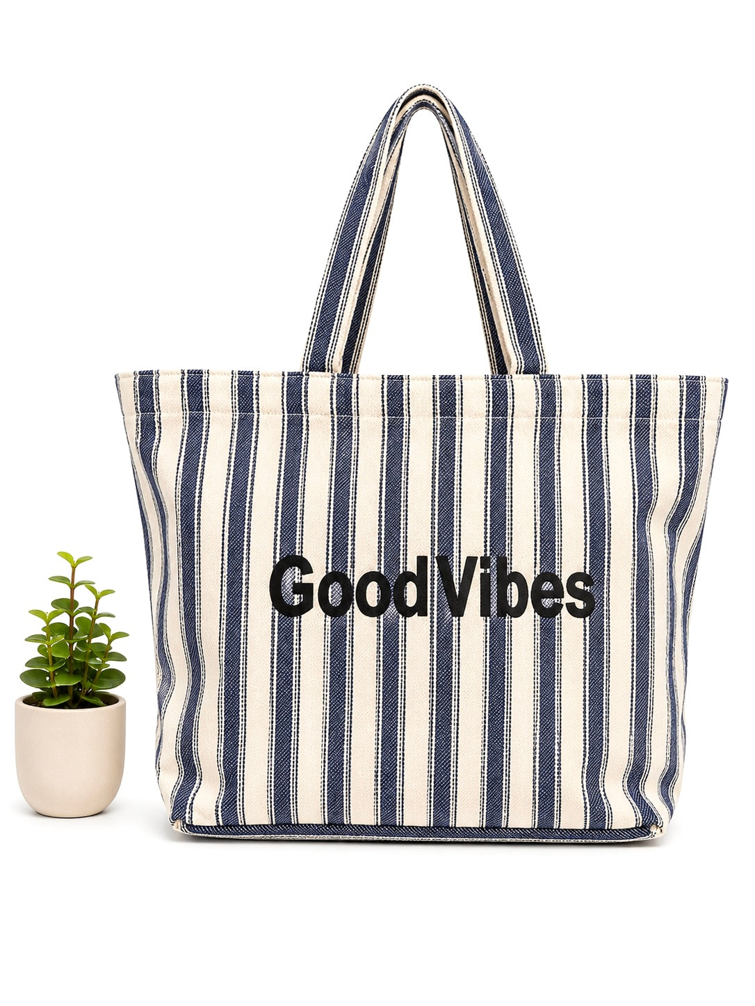 Shopping Bag Good Vibes Blu Denim