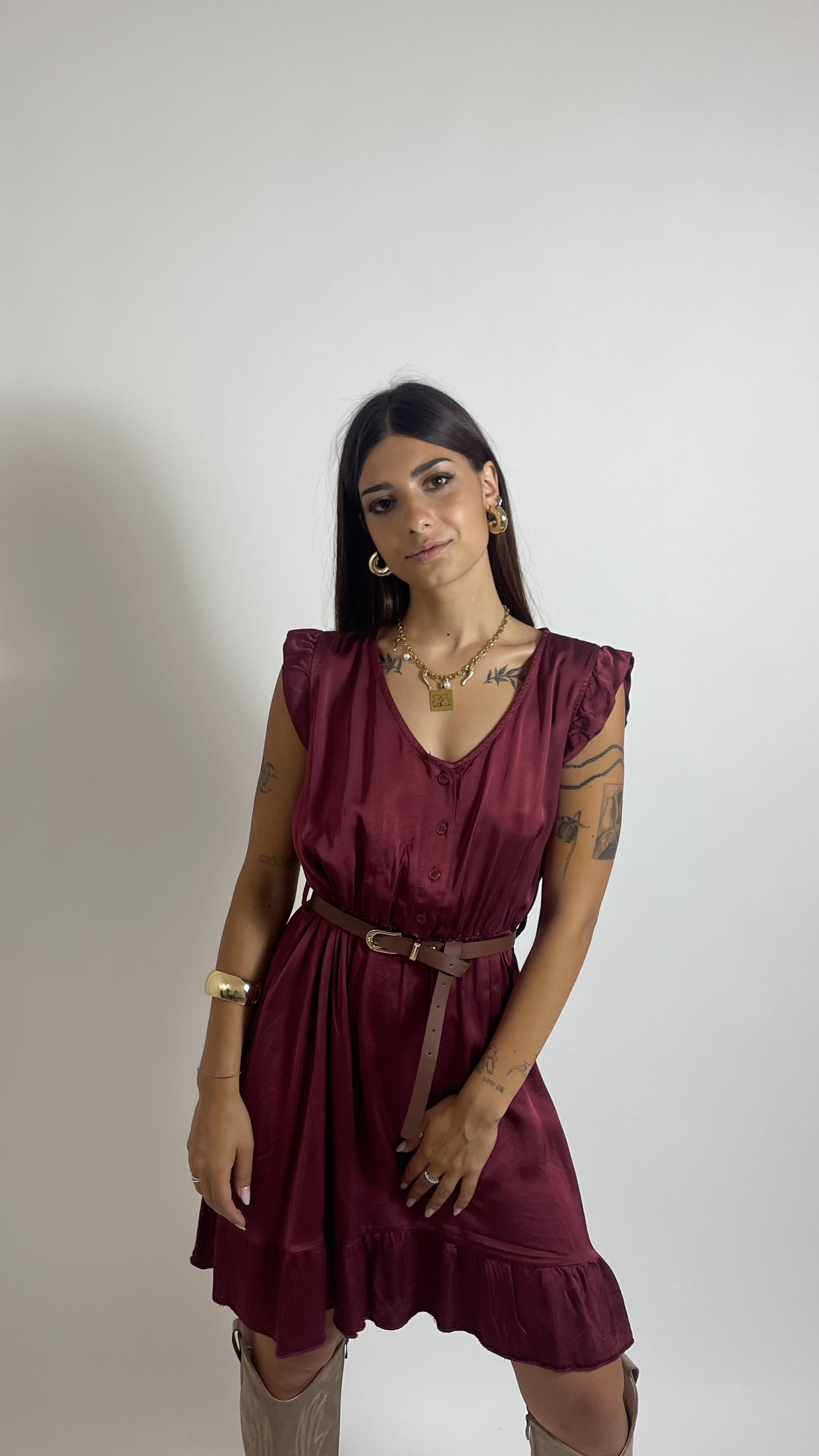 Mini Dress Soft Volant Rosso India