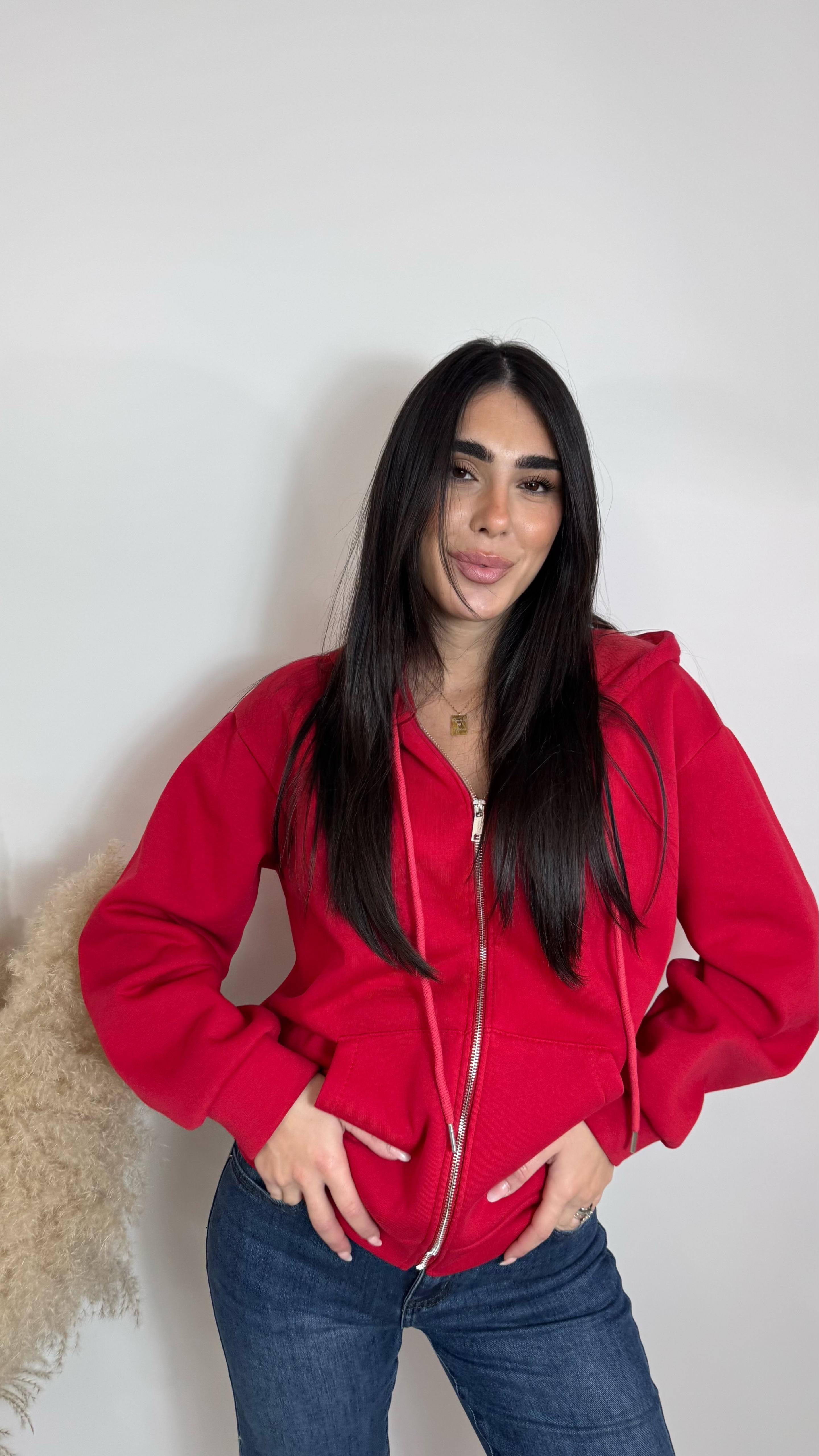Felpa Comfy con zip Red