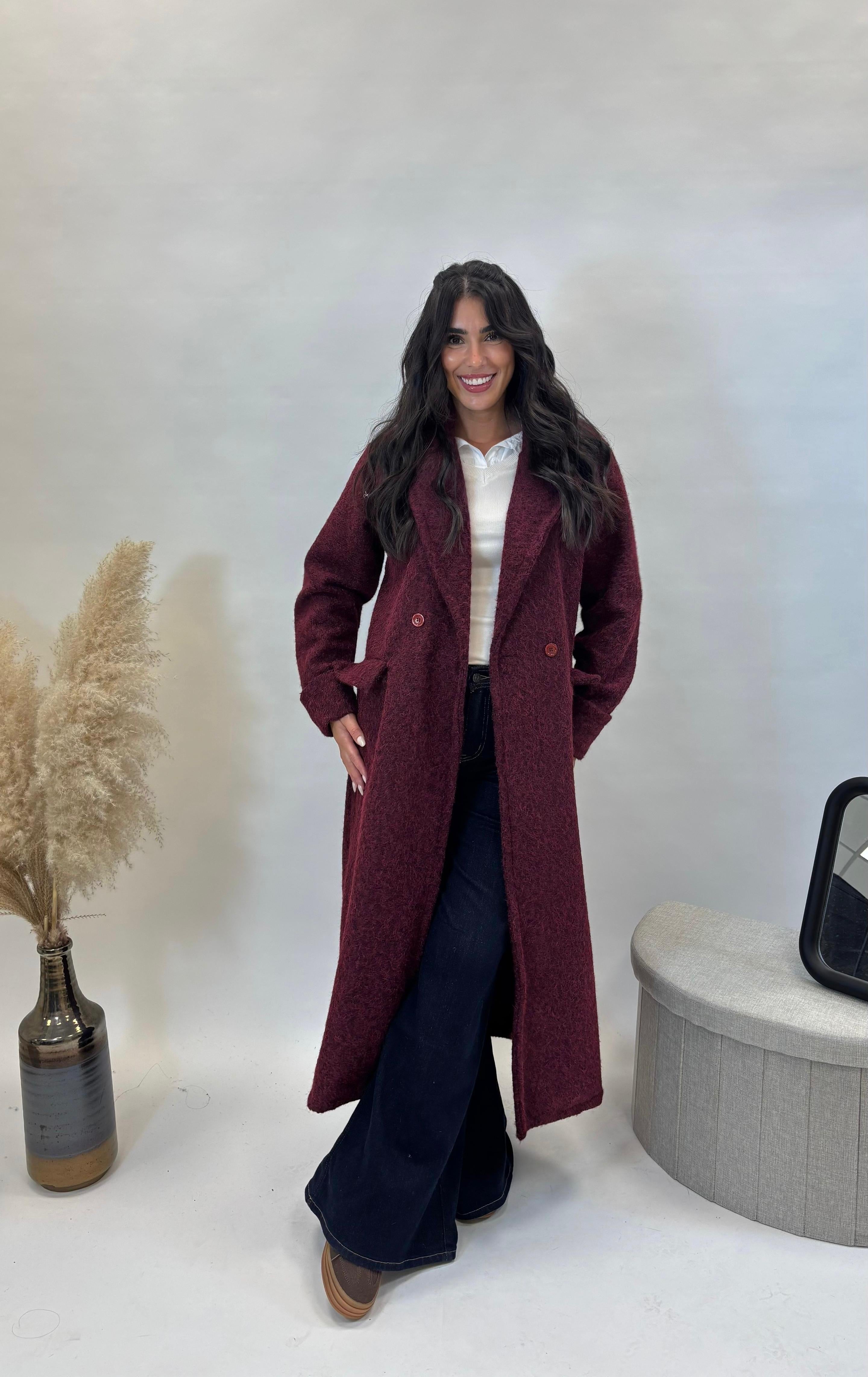 Cappotto Simil Teddy Burgundy