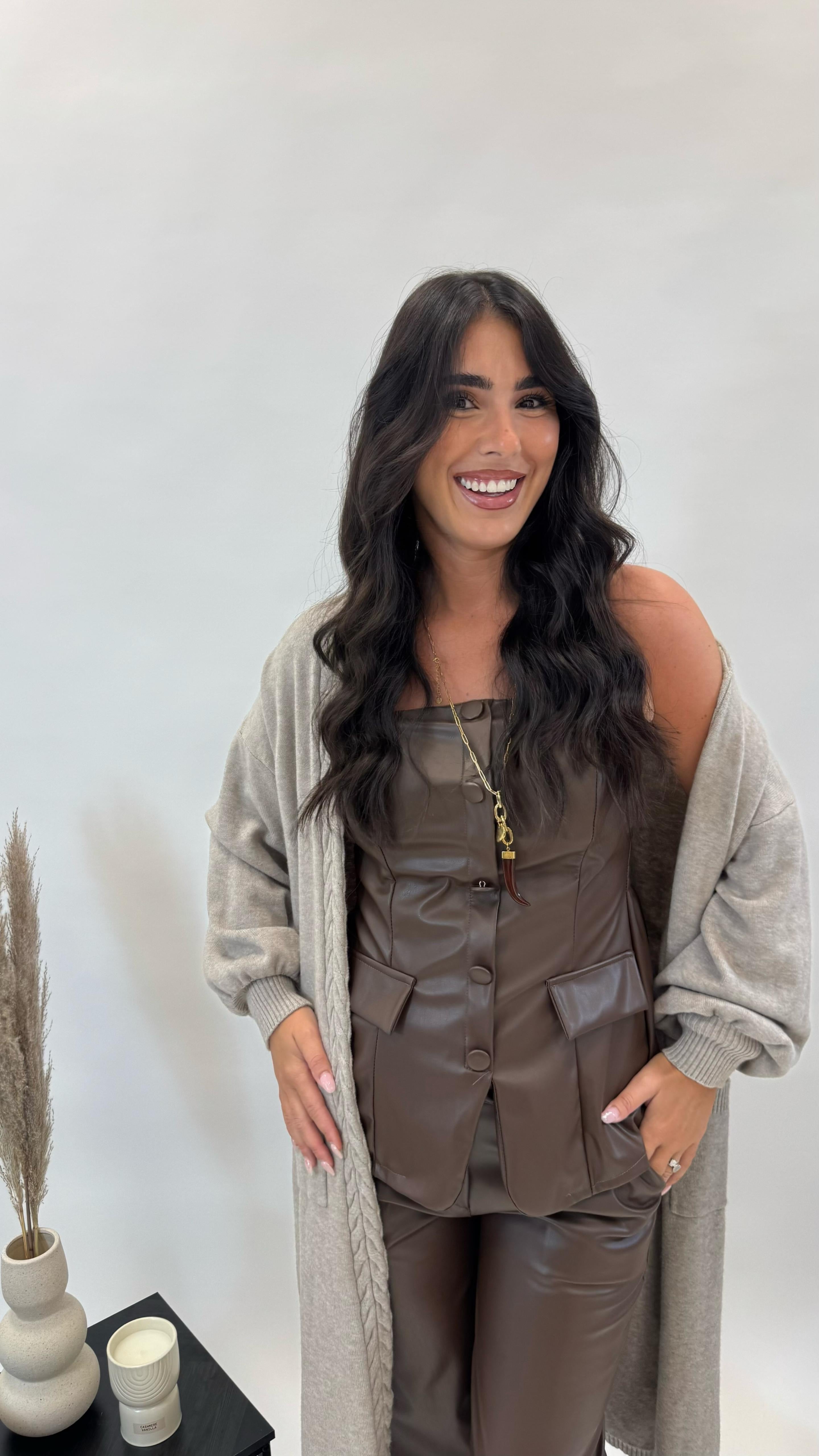 Cardigan Treccia Long Tortora