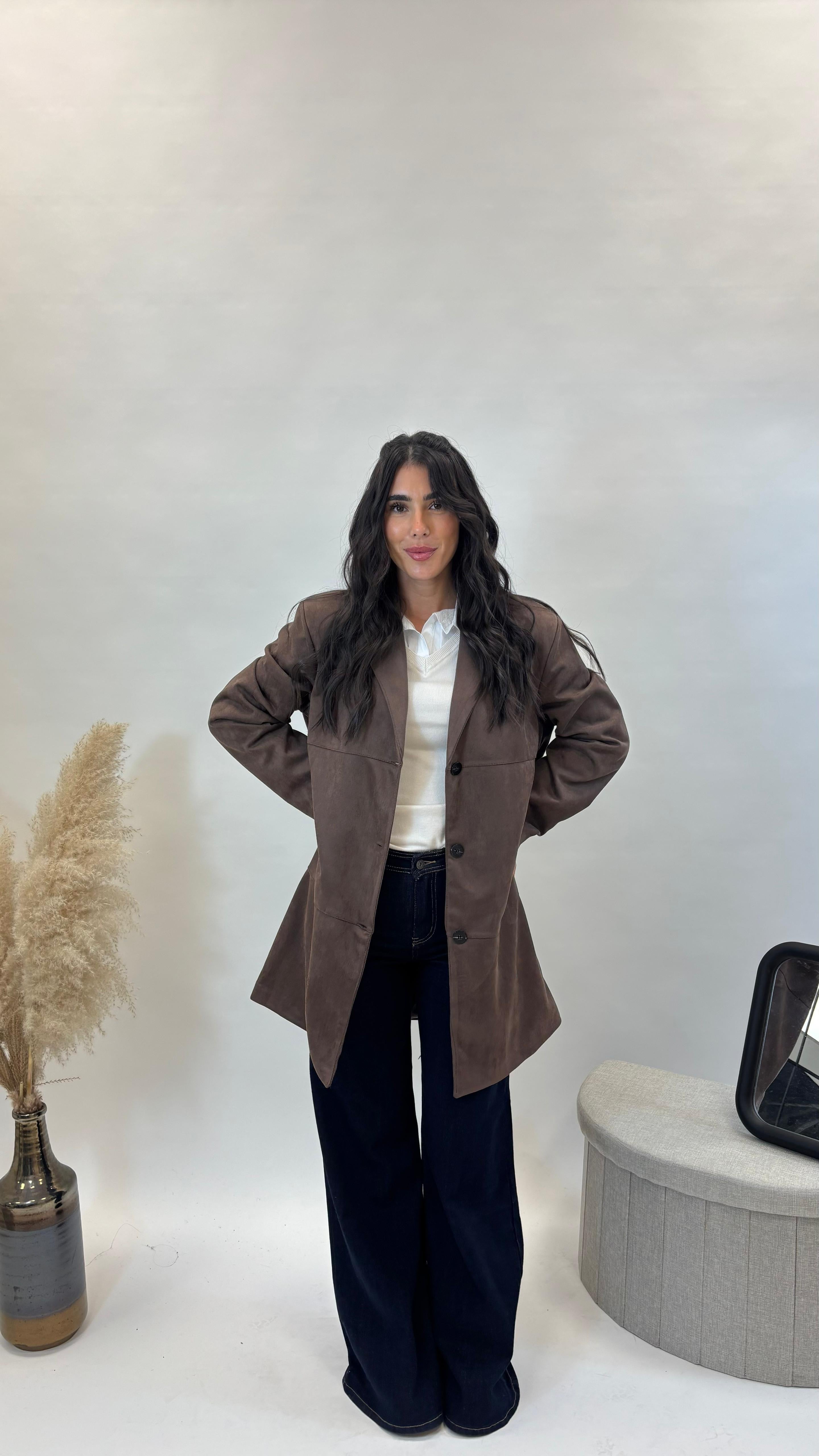 Maxi Giacca Suede Choco
