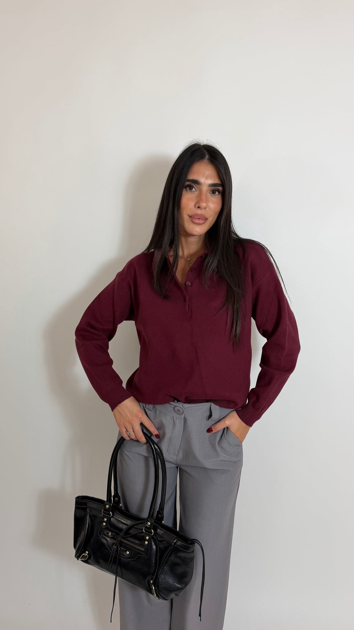 Pantalone Tailored Wide Leg Grigio