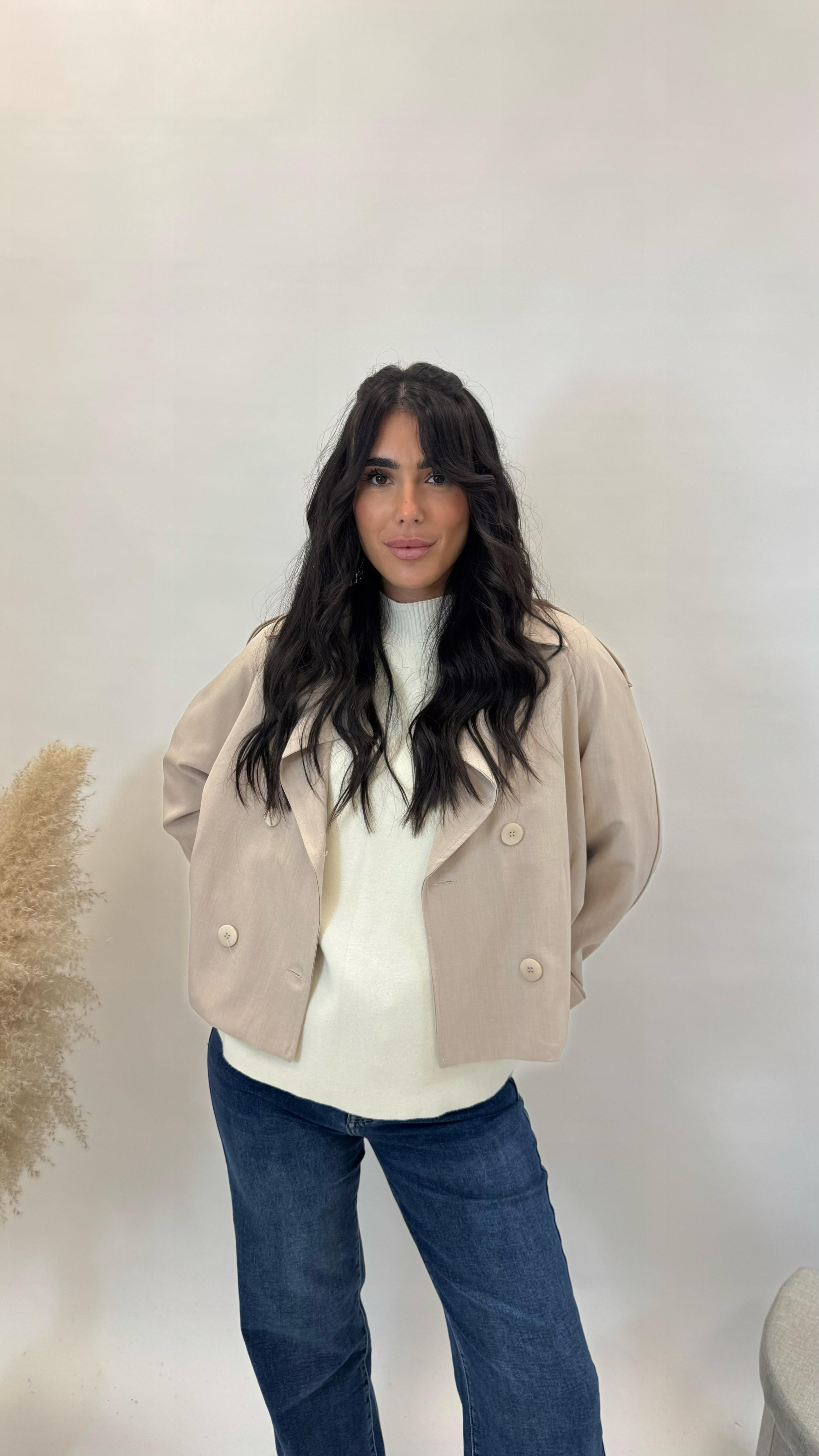 Giacca Simil Trench Inserti Ecopelle Burro