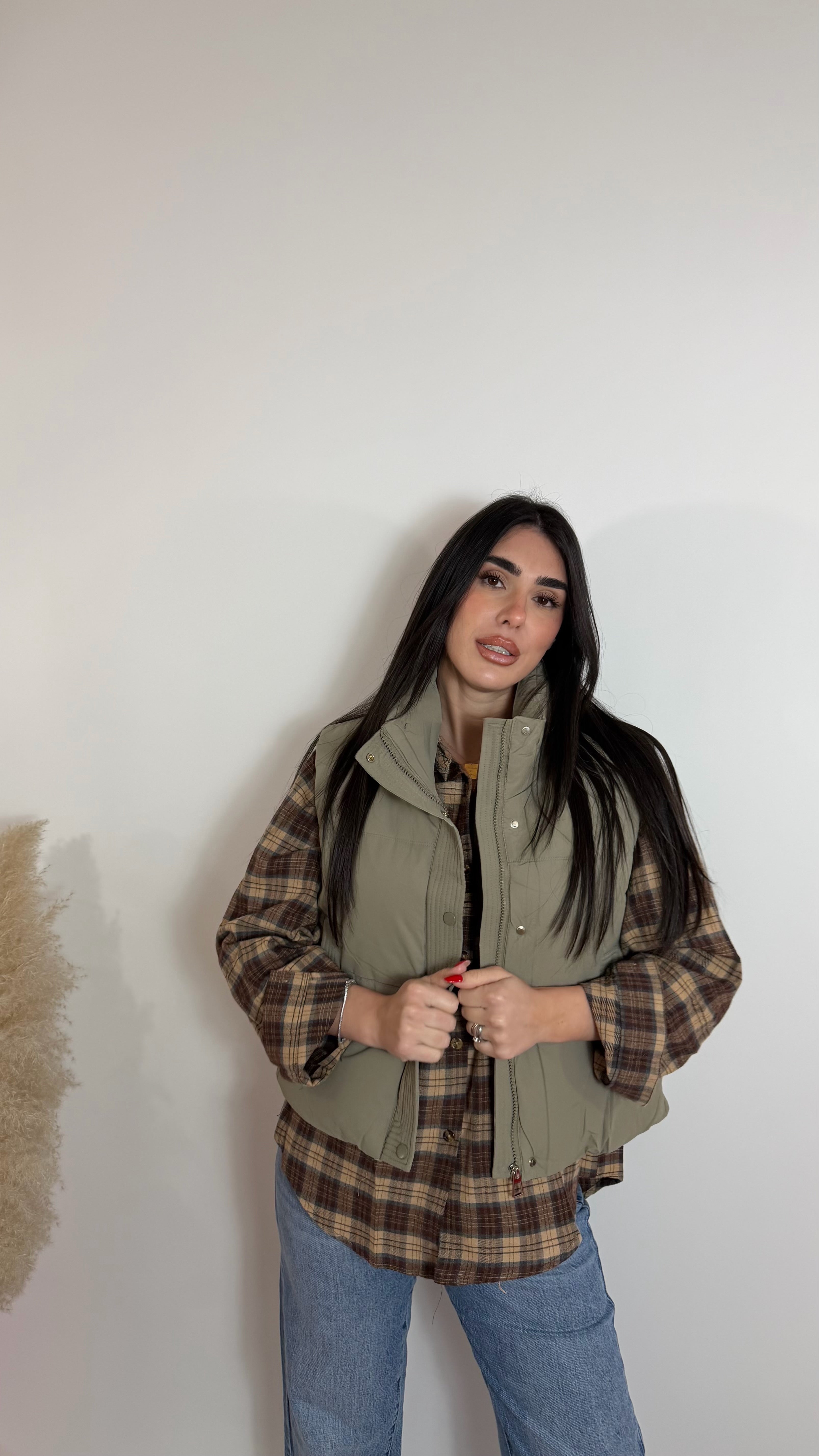 Bomber Gilet Verde Fango