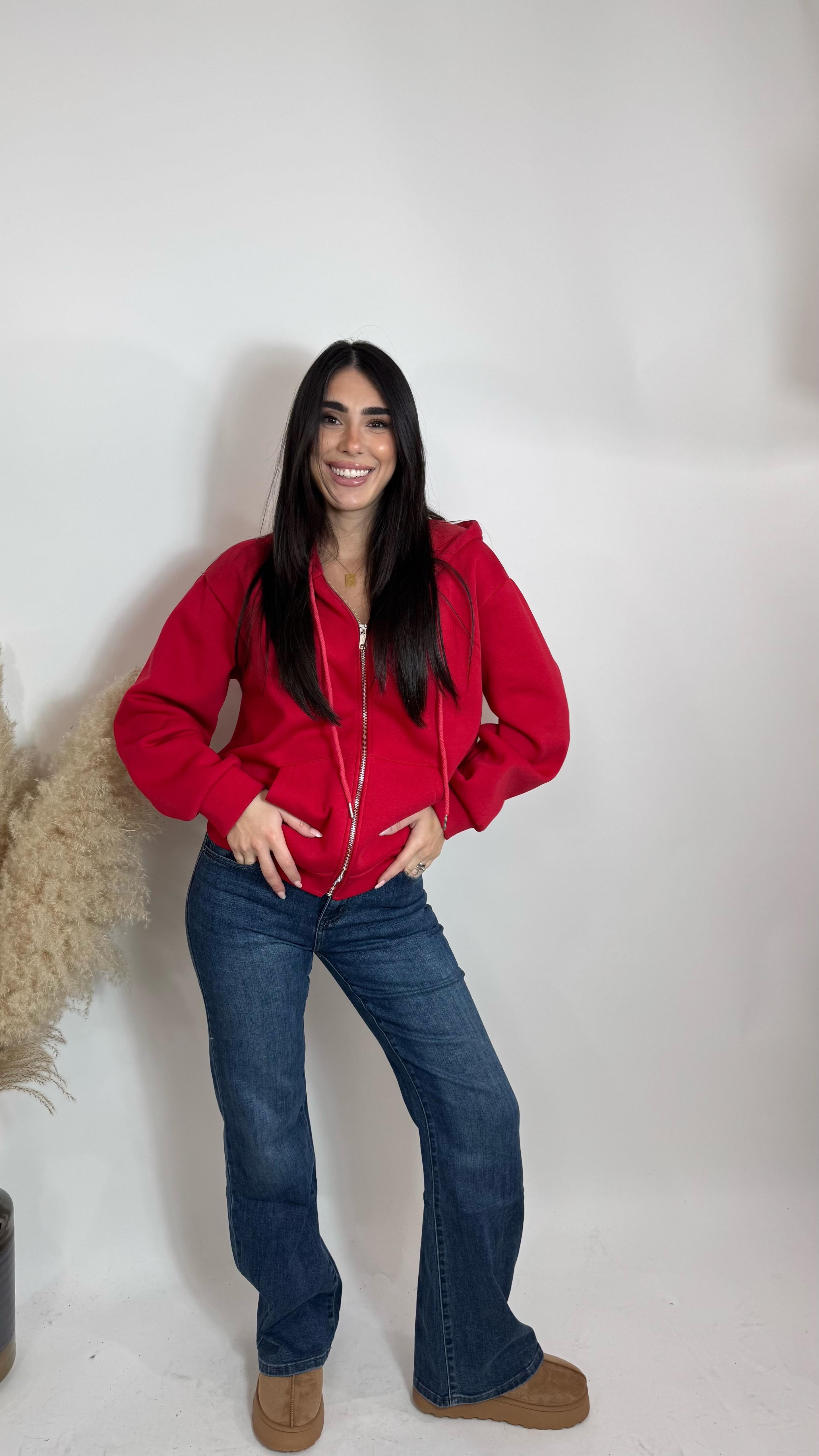 Felpa Comfy con zip Red