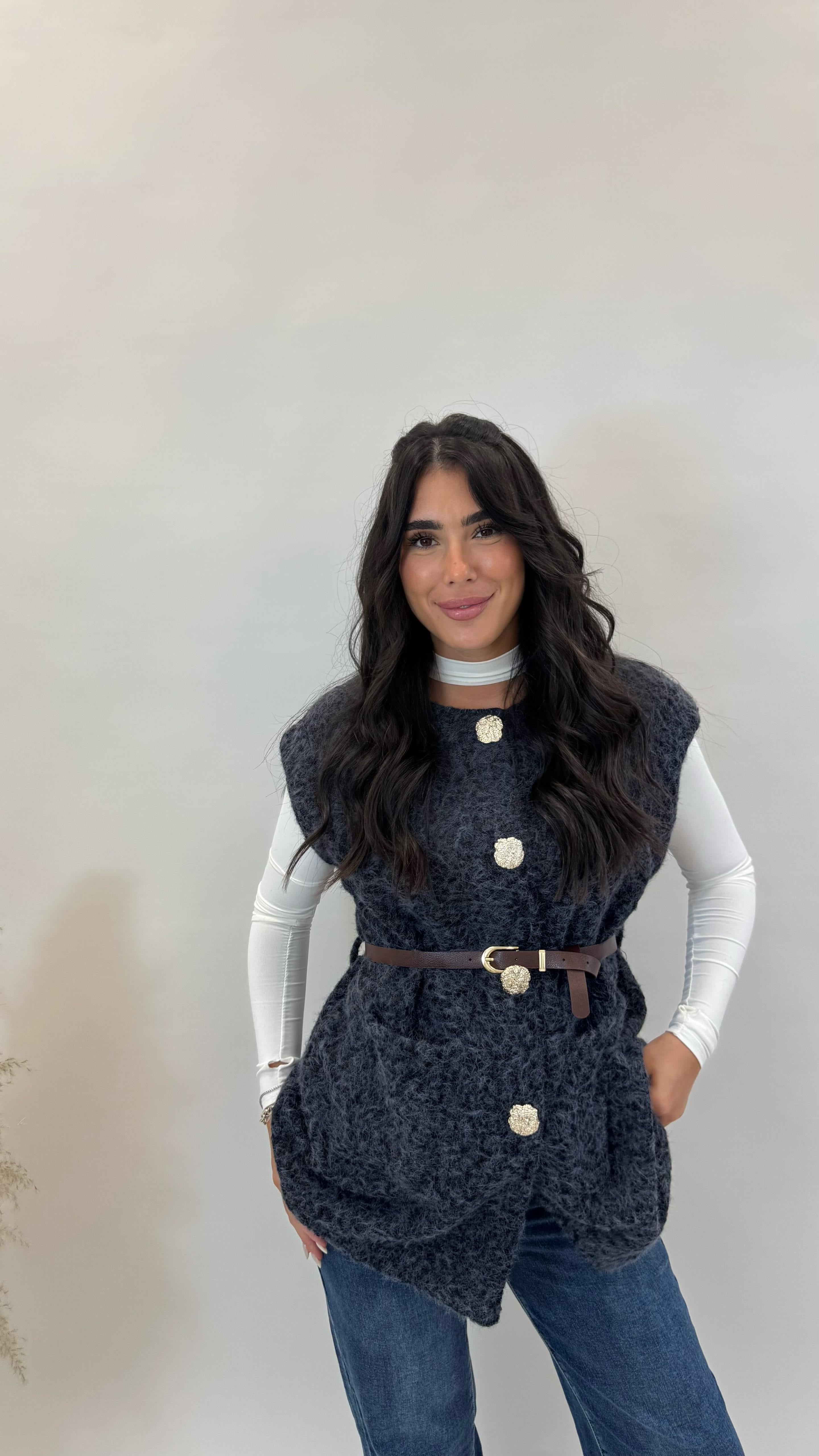 Gilet Teddy Blu Denim