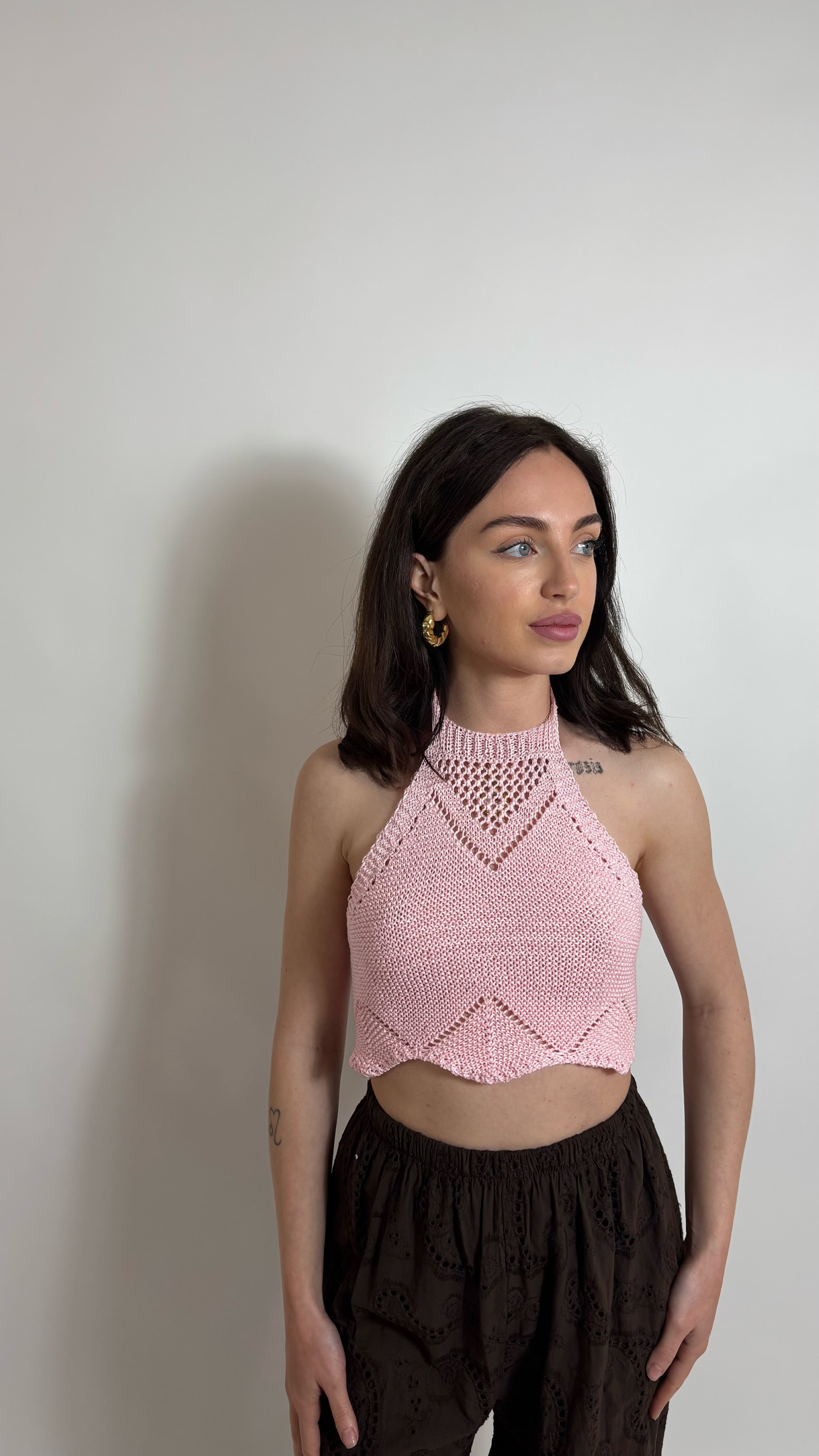 Top Crochet Panarea Rosa