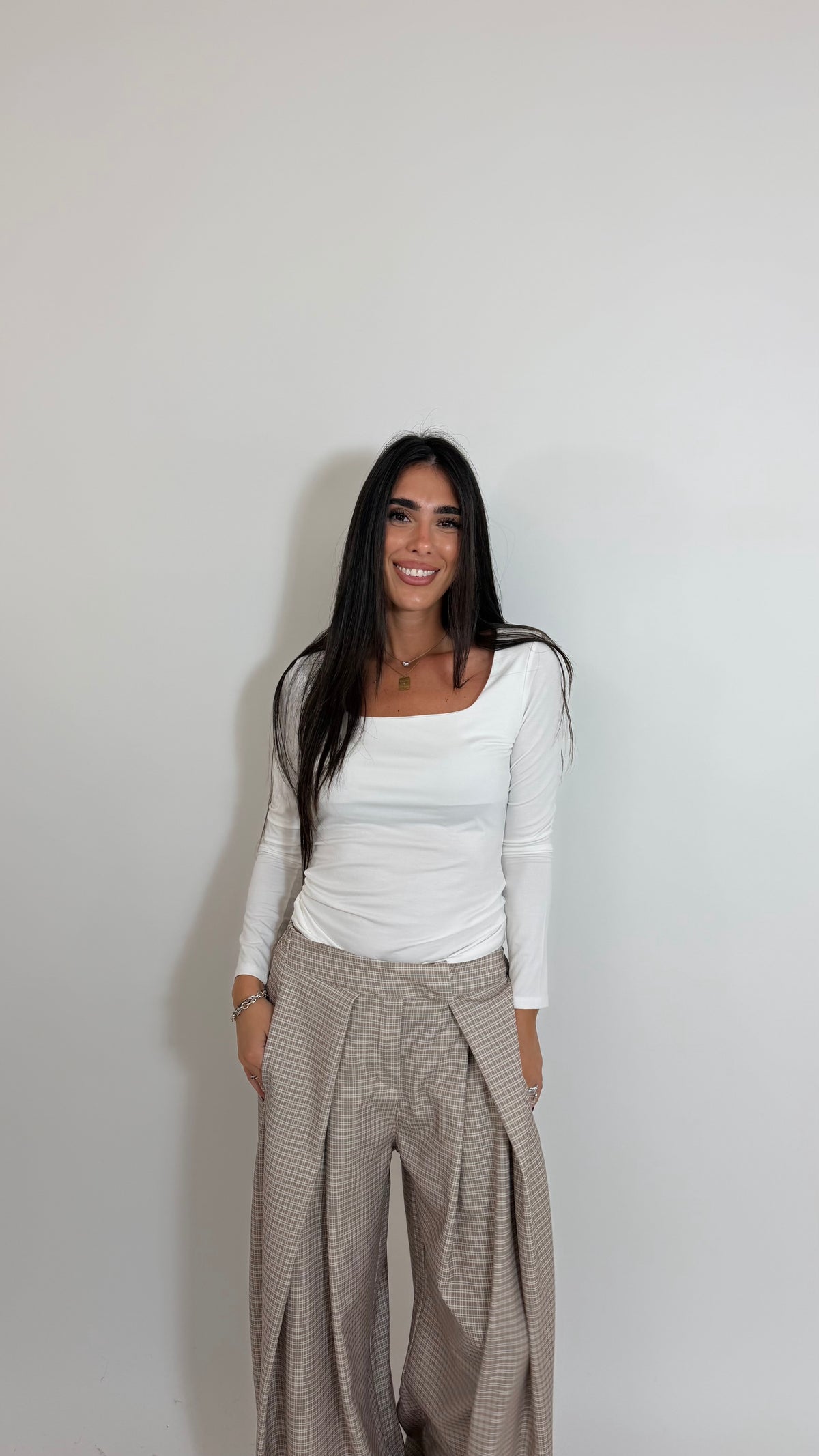 Pantalone Check Palazzo Burro