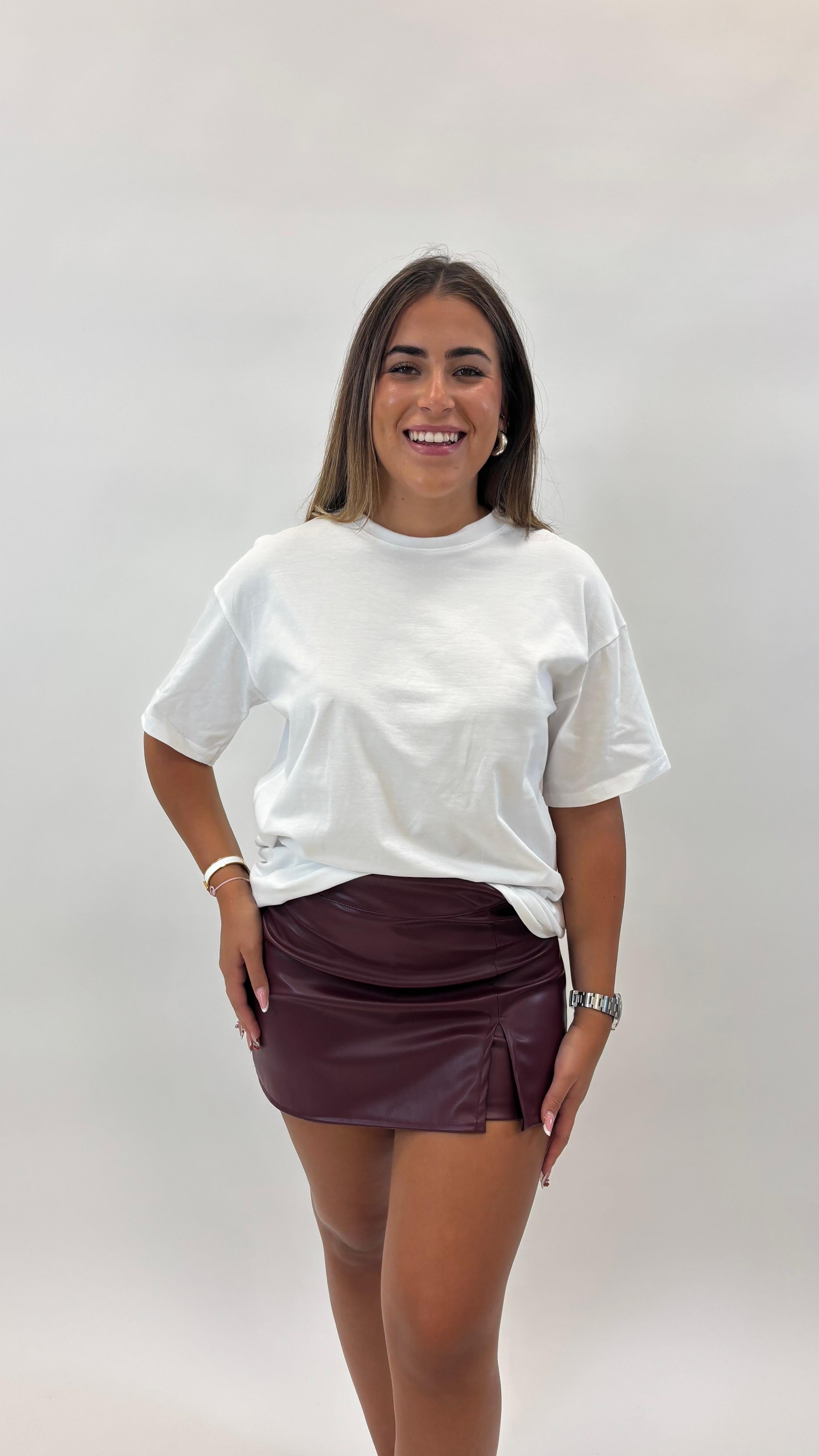 Gonna Pantaloncino Ecopelle Burgundy