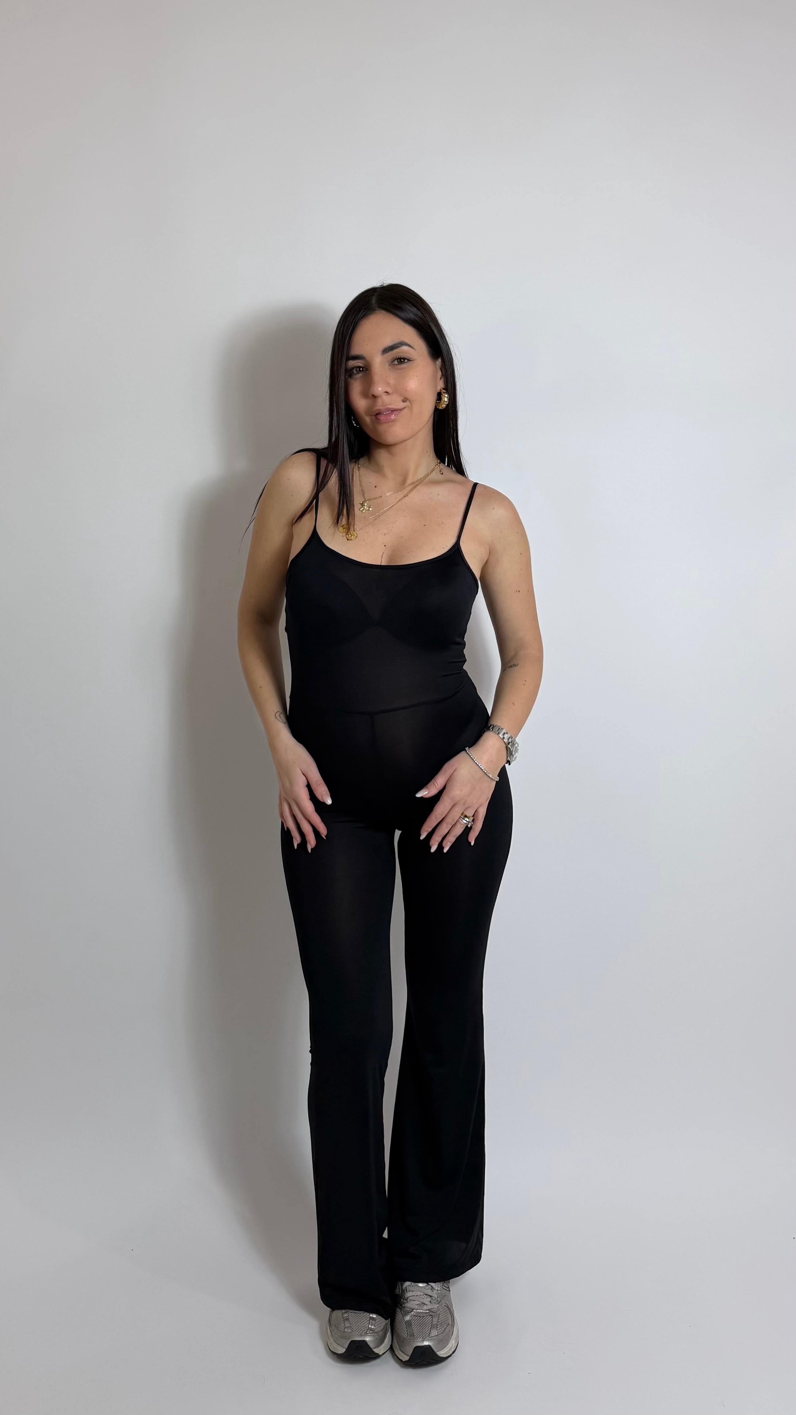 Jumpsuit Second Skin - Bretella Sottile - Flare / Nera