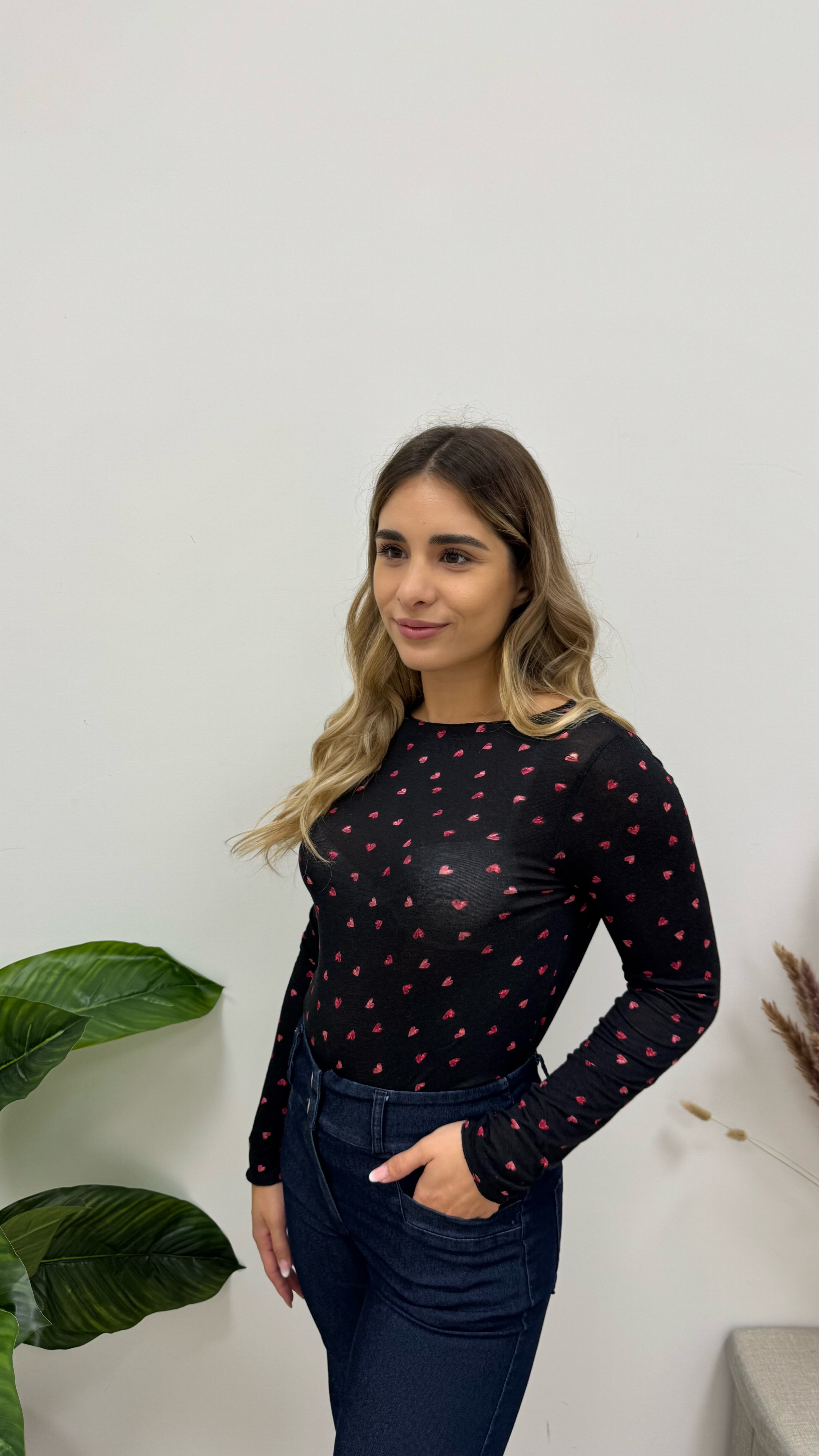 Maglia Cashmere Hearts Nera