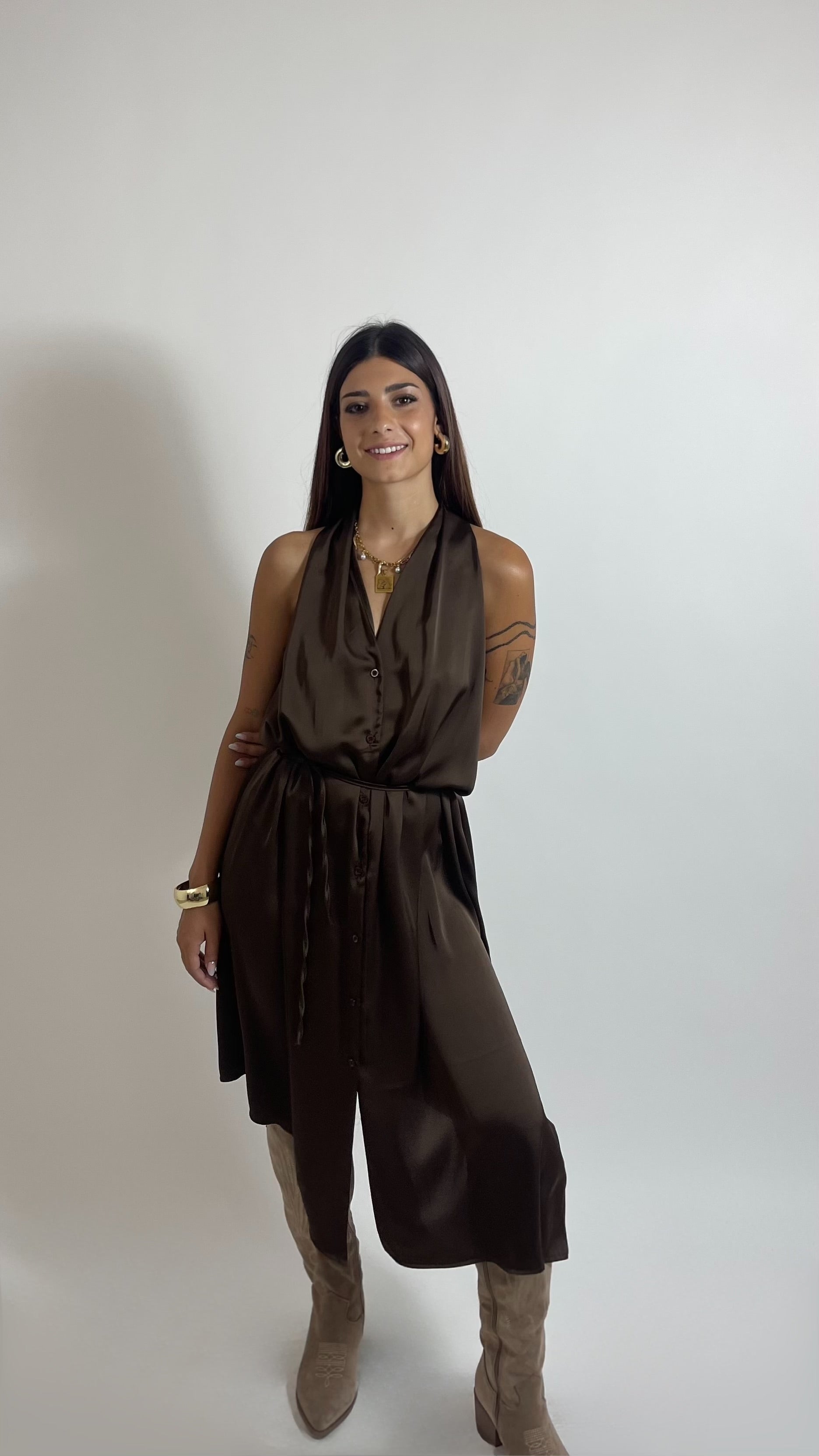 Abito Satin Flow Choco