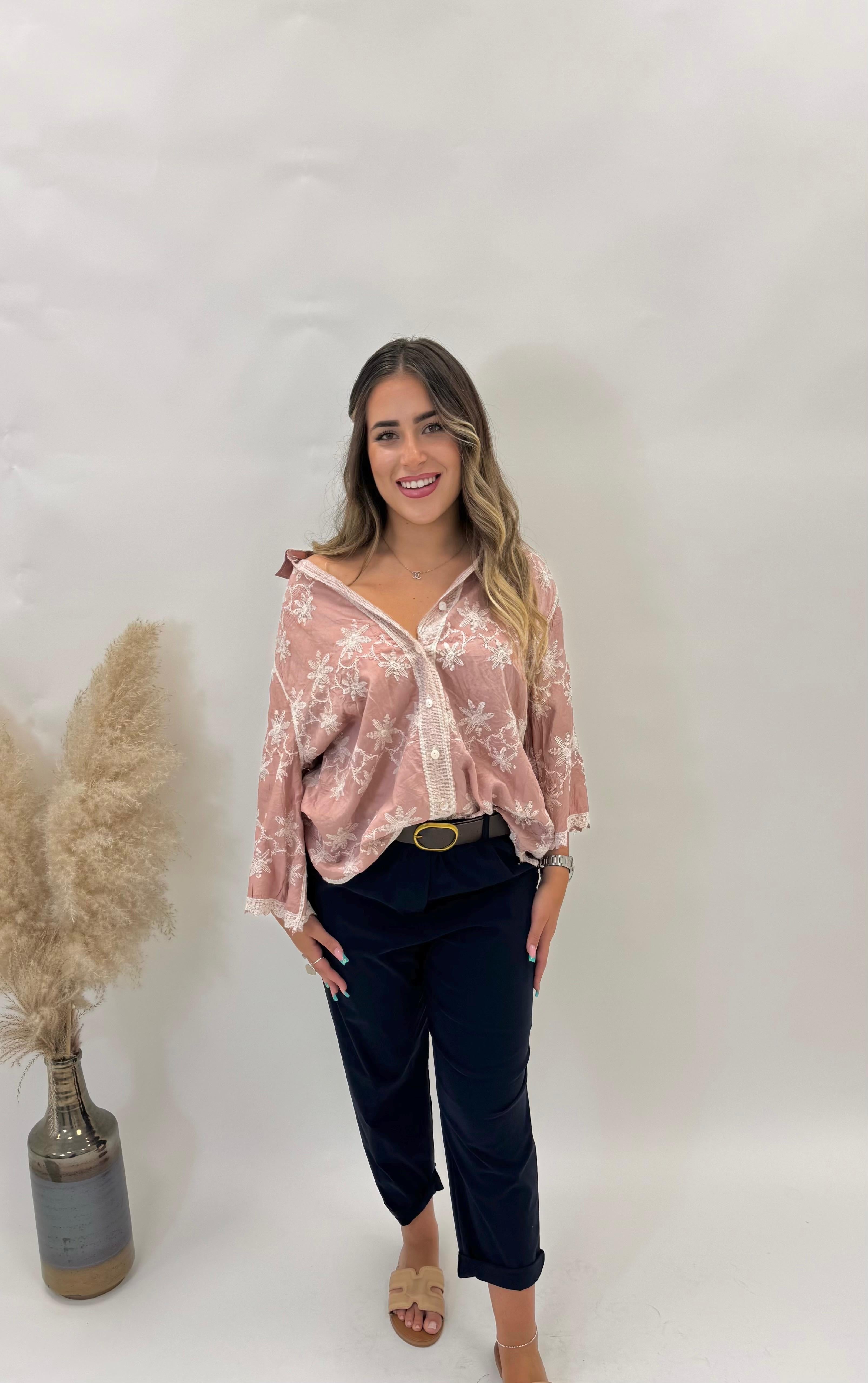 Pantalone con Cinta Blu Notte