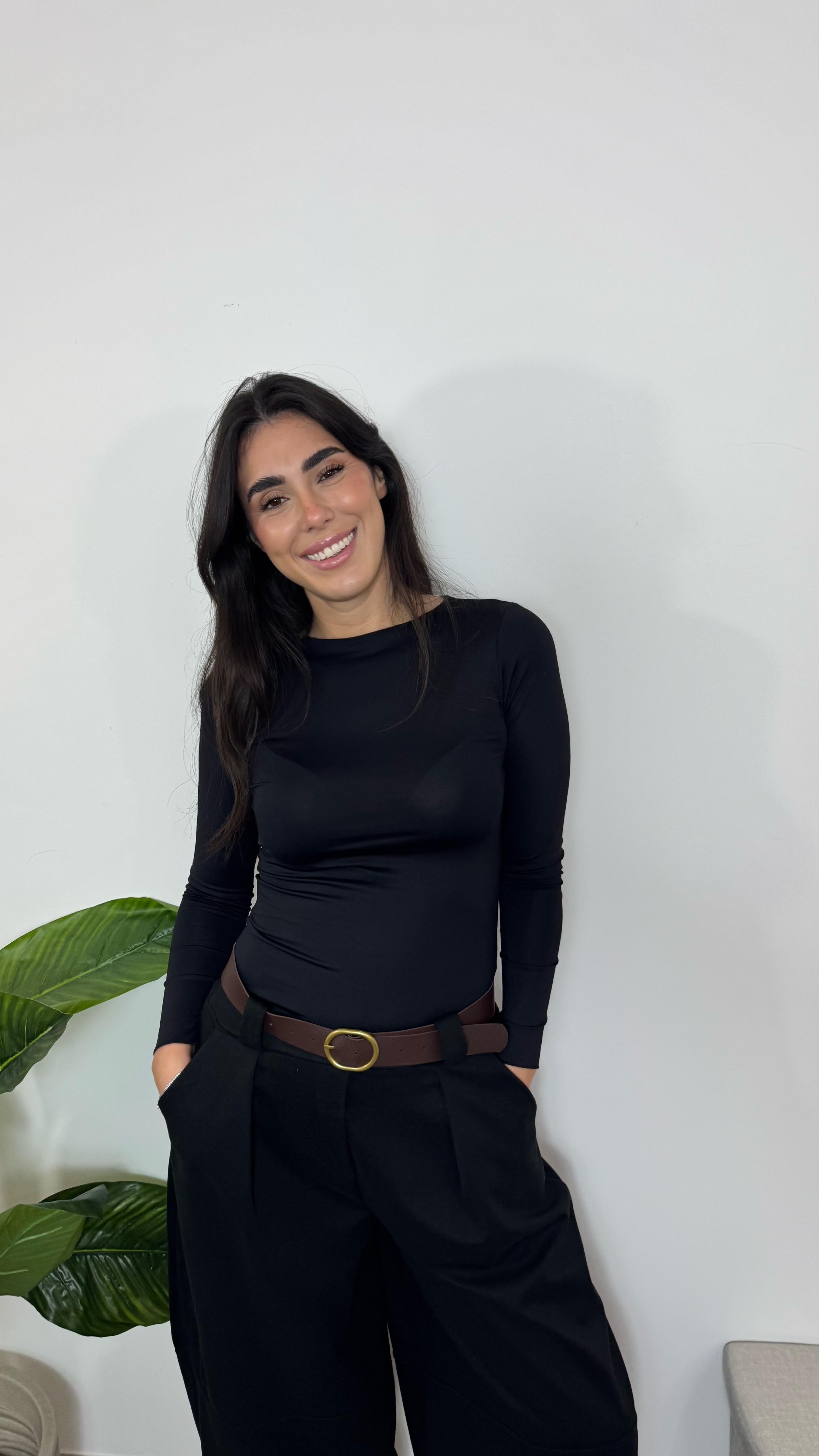 Pantalone Barrel Tessuto Classico Nero