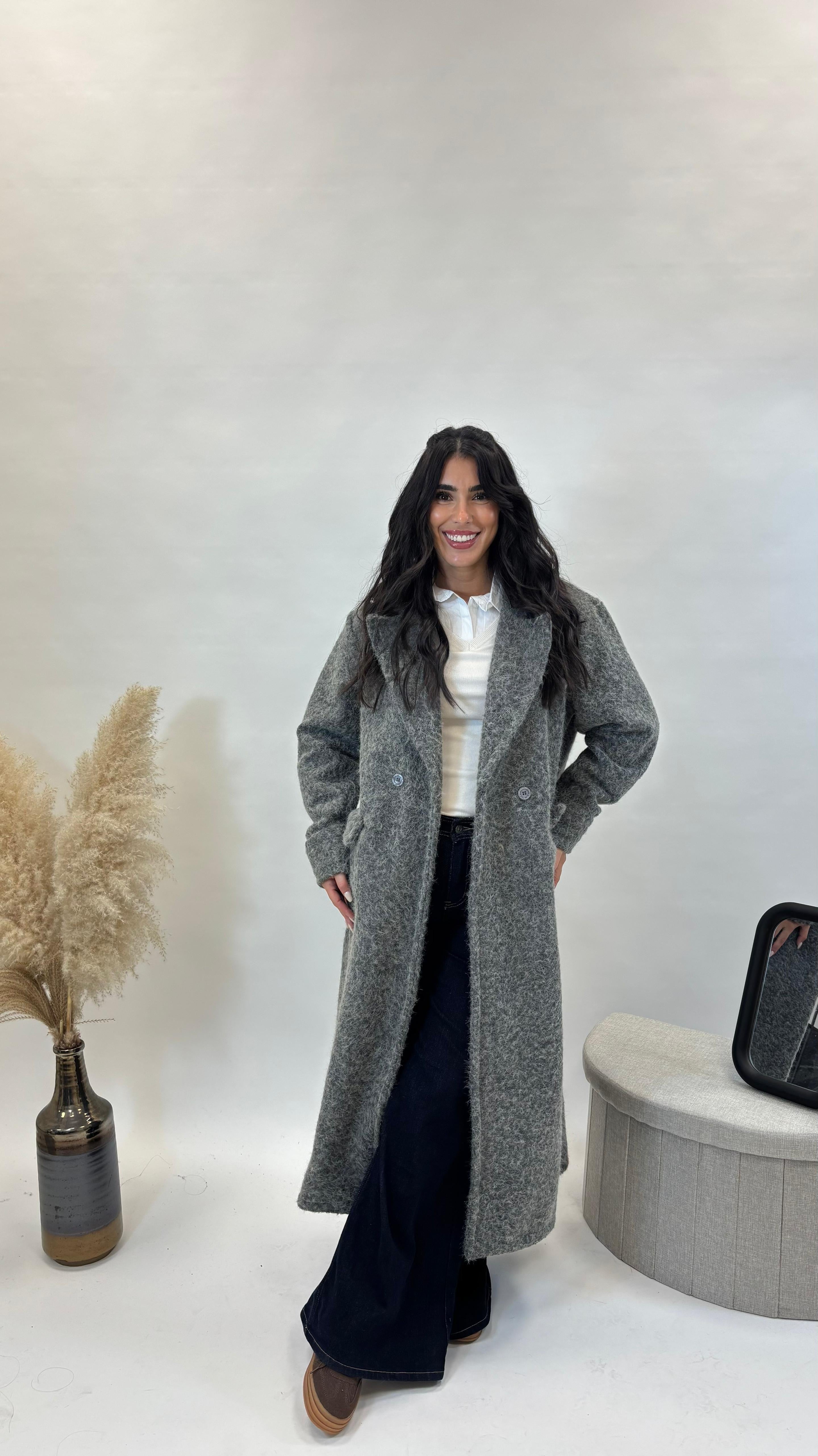 Cappotto Simil Teddy Grigio
