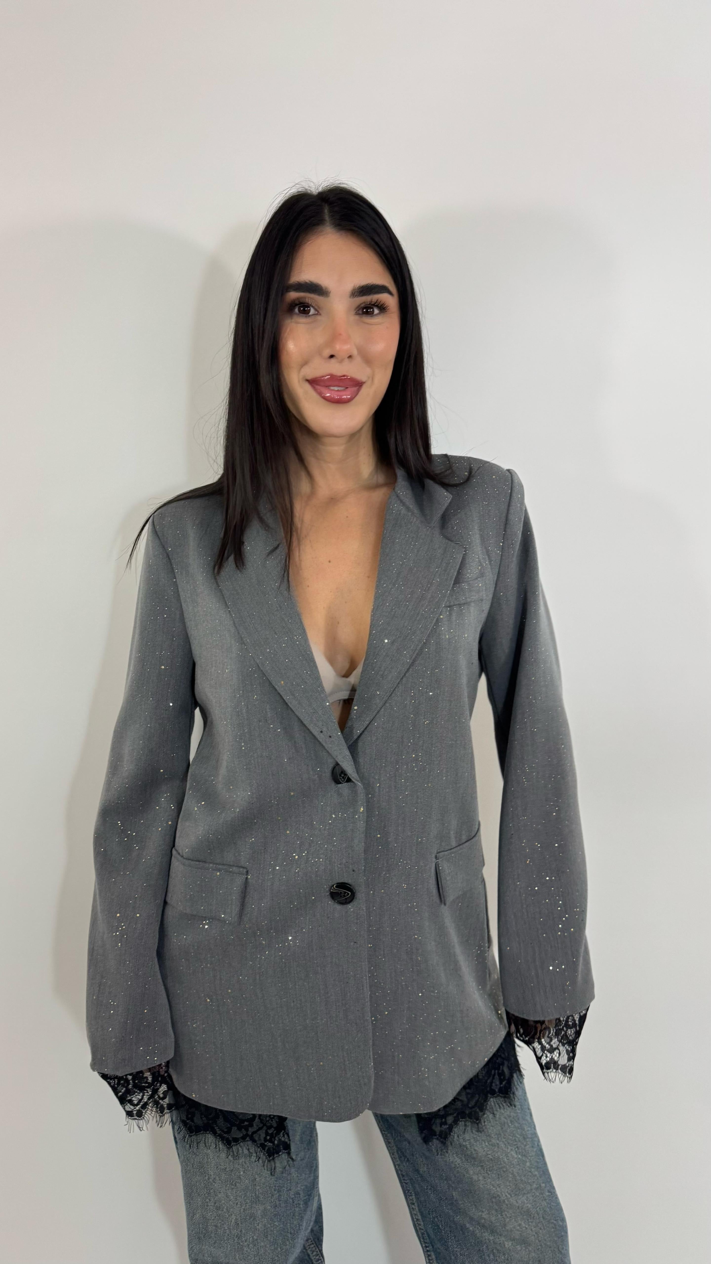🥂Giacca Galaxy Lace Grigio Perla