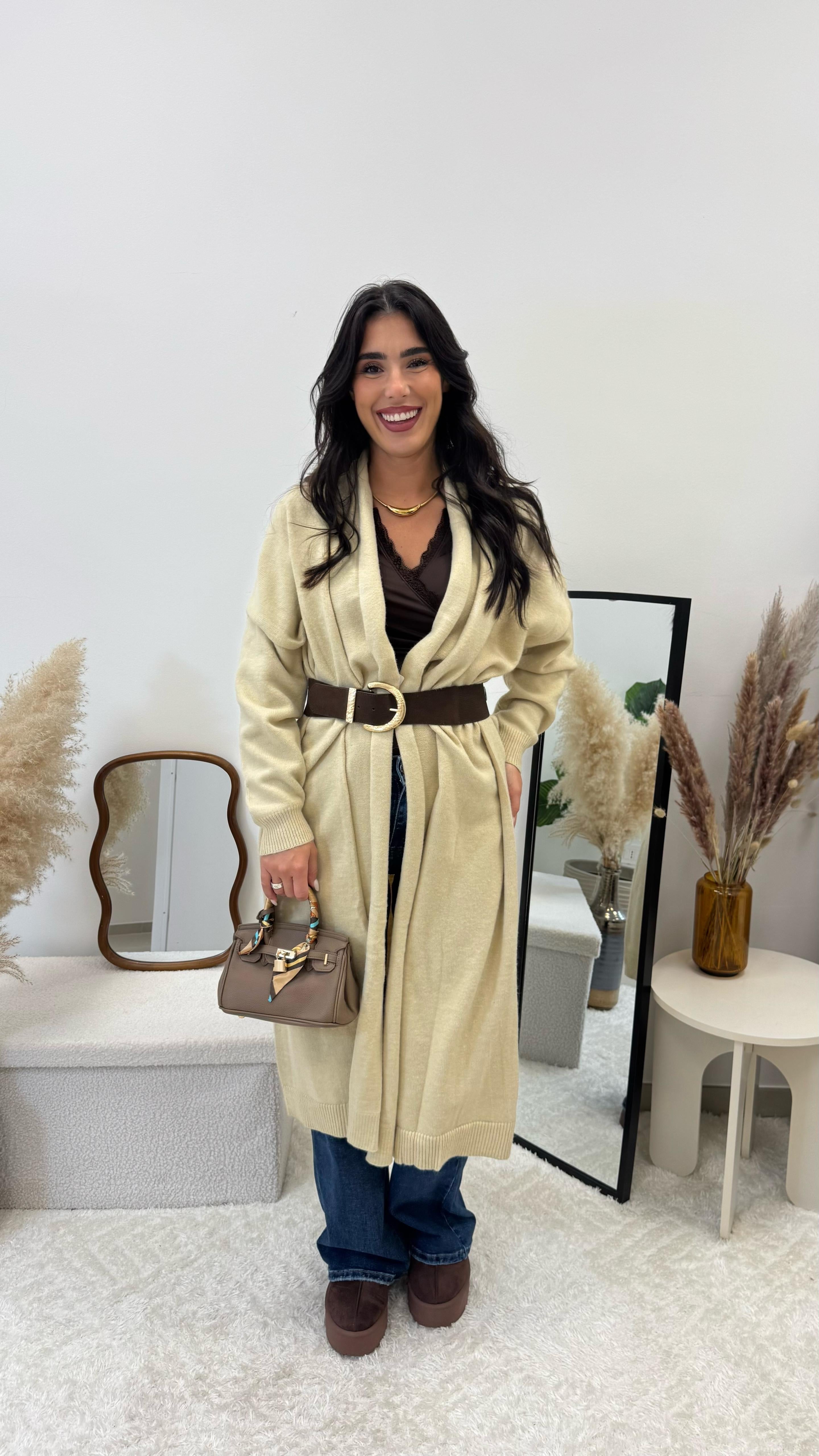 Cardigone Luxury con Cinta Burro