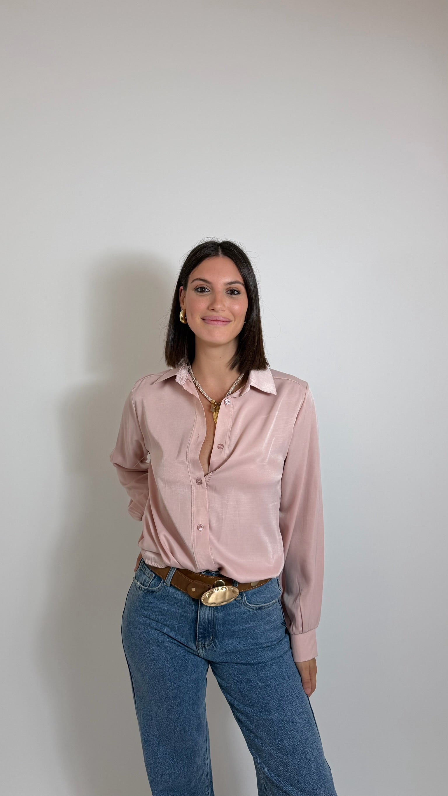 Camicia Basic Fluid Rosa