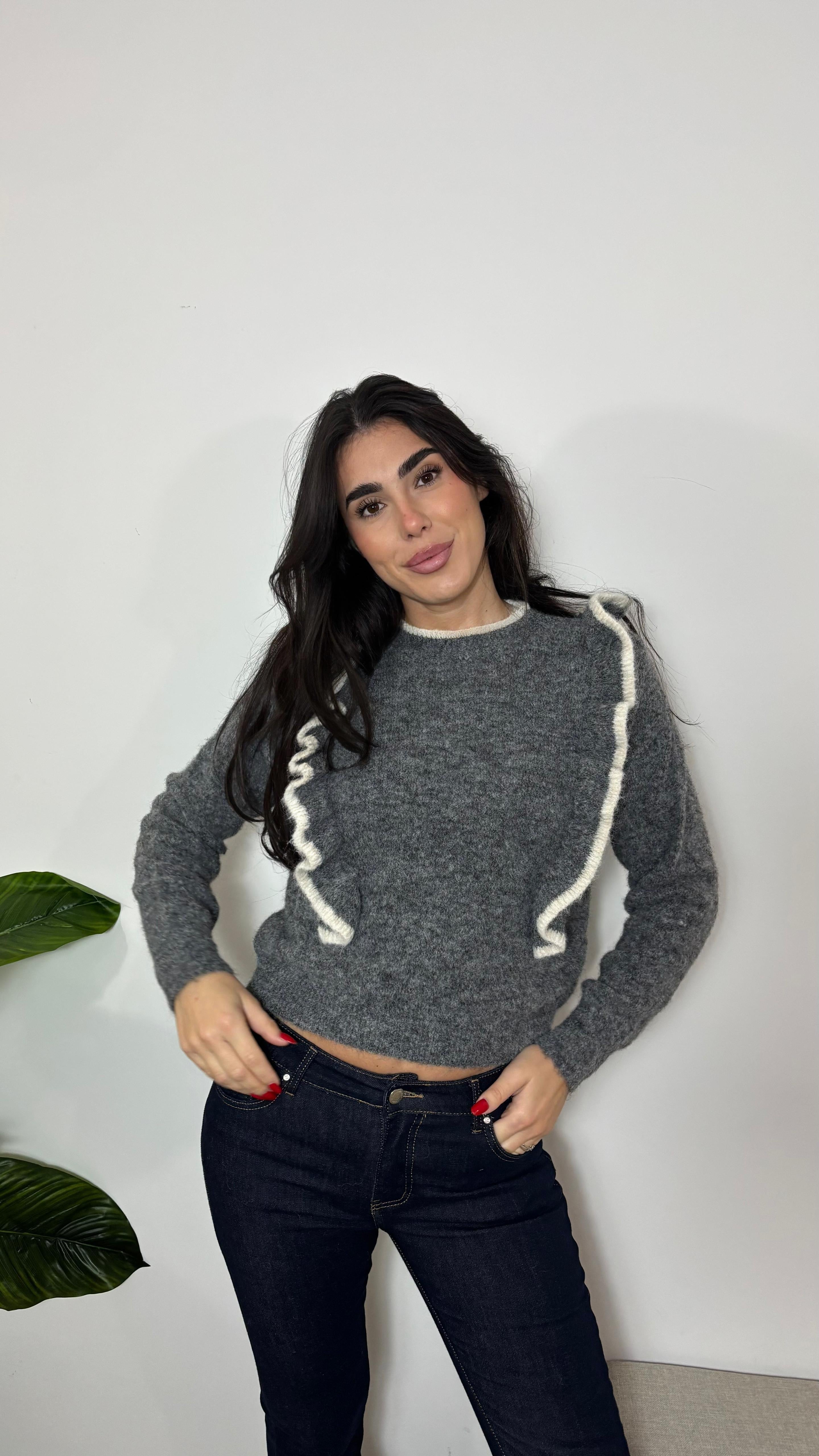 Pull Cozy Ruffles Grigio